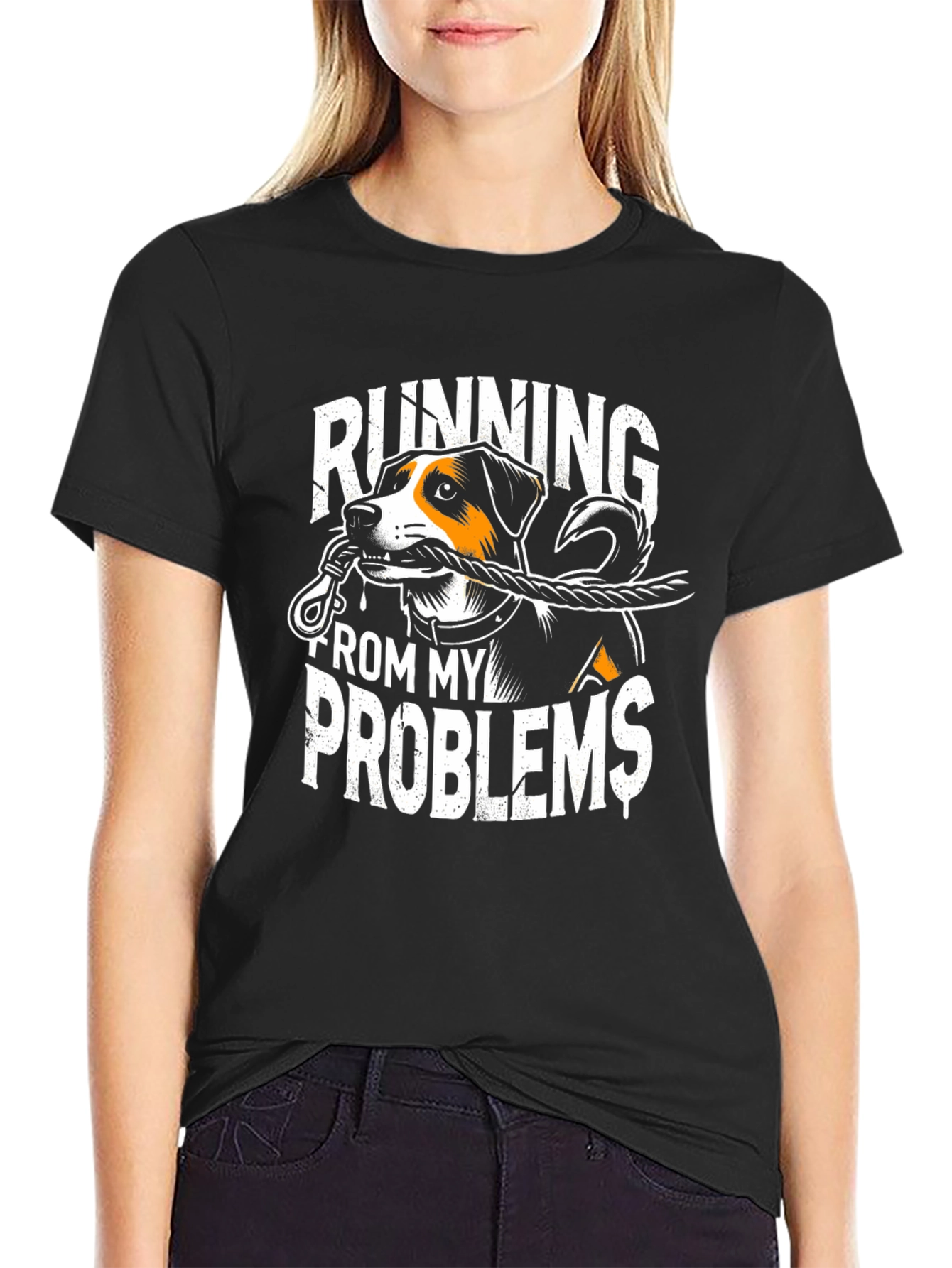 Running From My Problems Dog Graphic T-Shirt