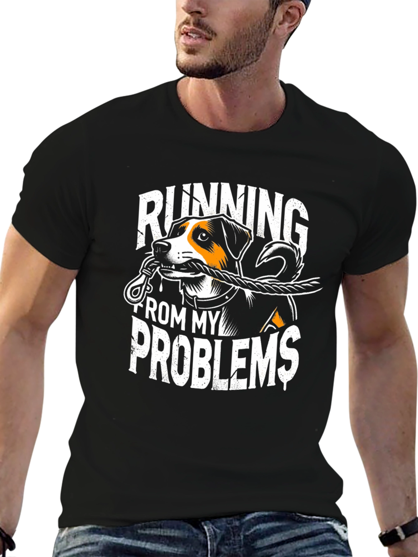 Running From My Problems Dog Graphic T-Shirt