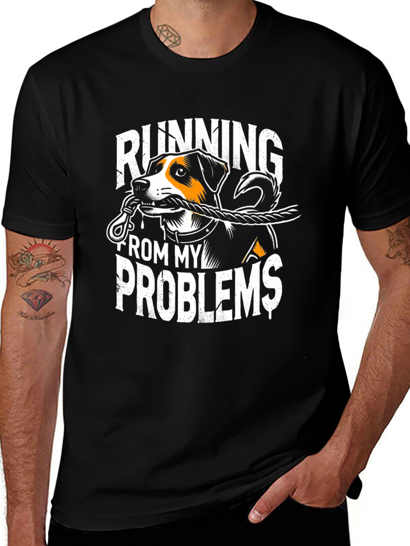 Running From My Problems Dog Graphic T-Shirt