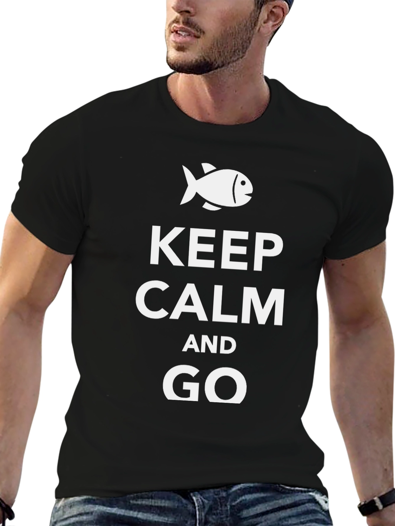 Keep Calm and Go Fishing Black T-Shirt