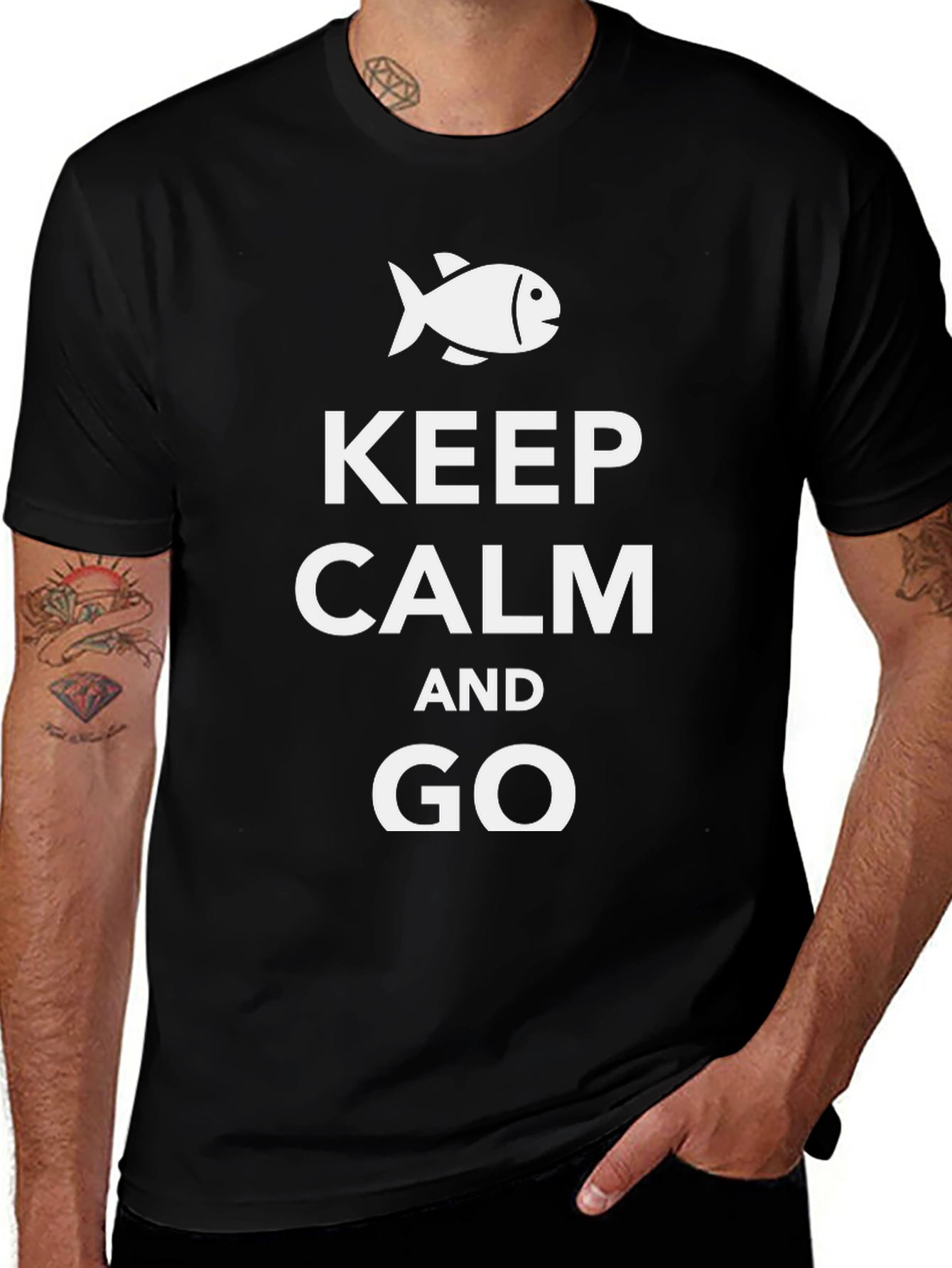 Keep Calm and Go Fishing Black T-Shirt