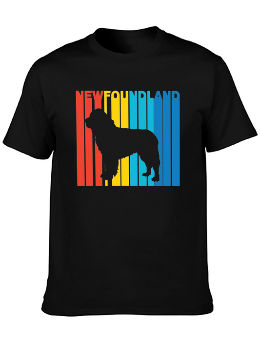Newfoundland Dog Retro T-Shirt - Black