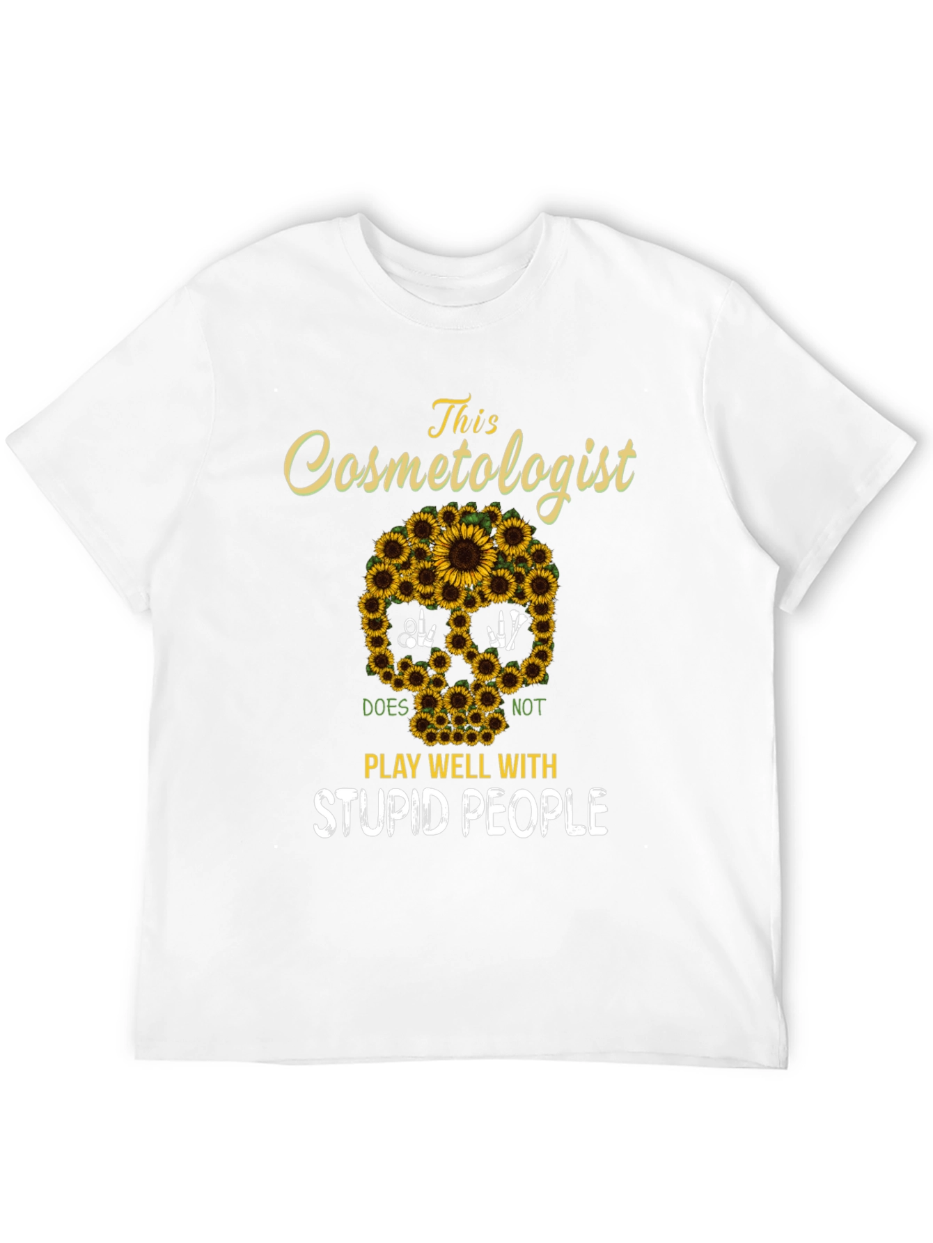 Cosmetologist Sunflower Skull T-Shirt