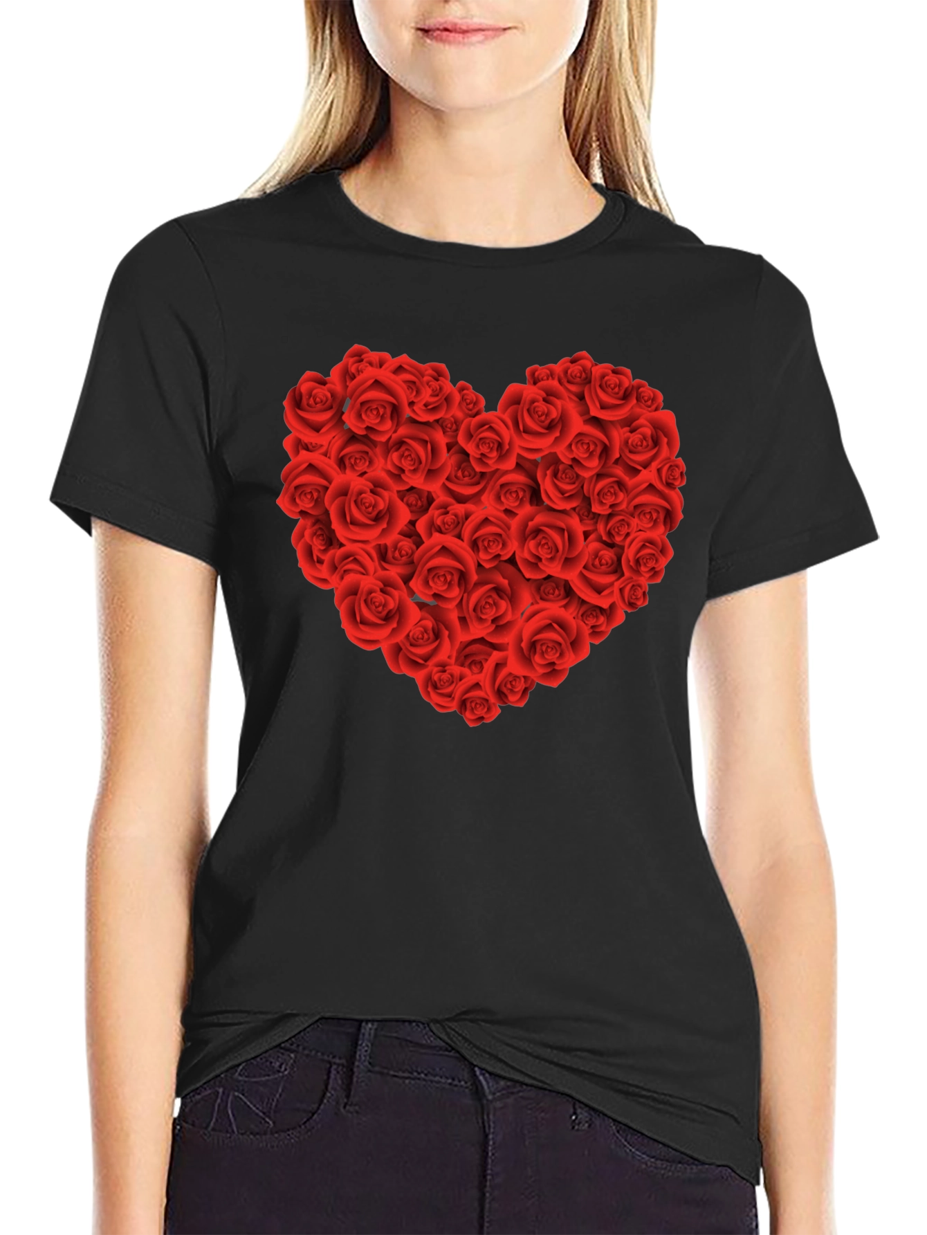 Rose Heart Graphic Tee - Valentines Day Shirt