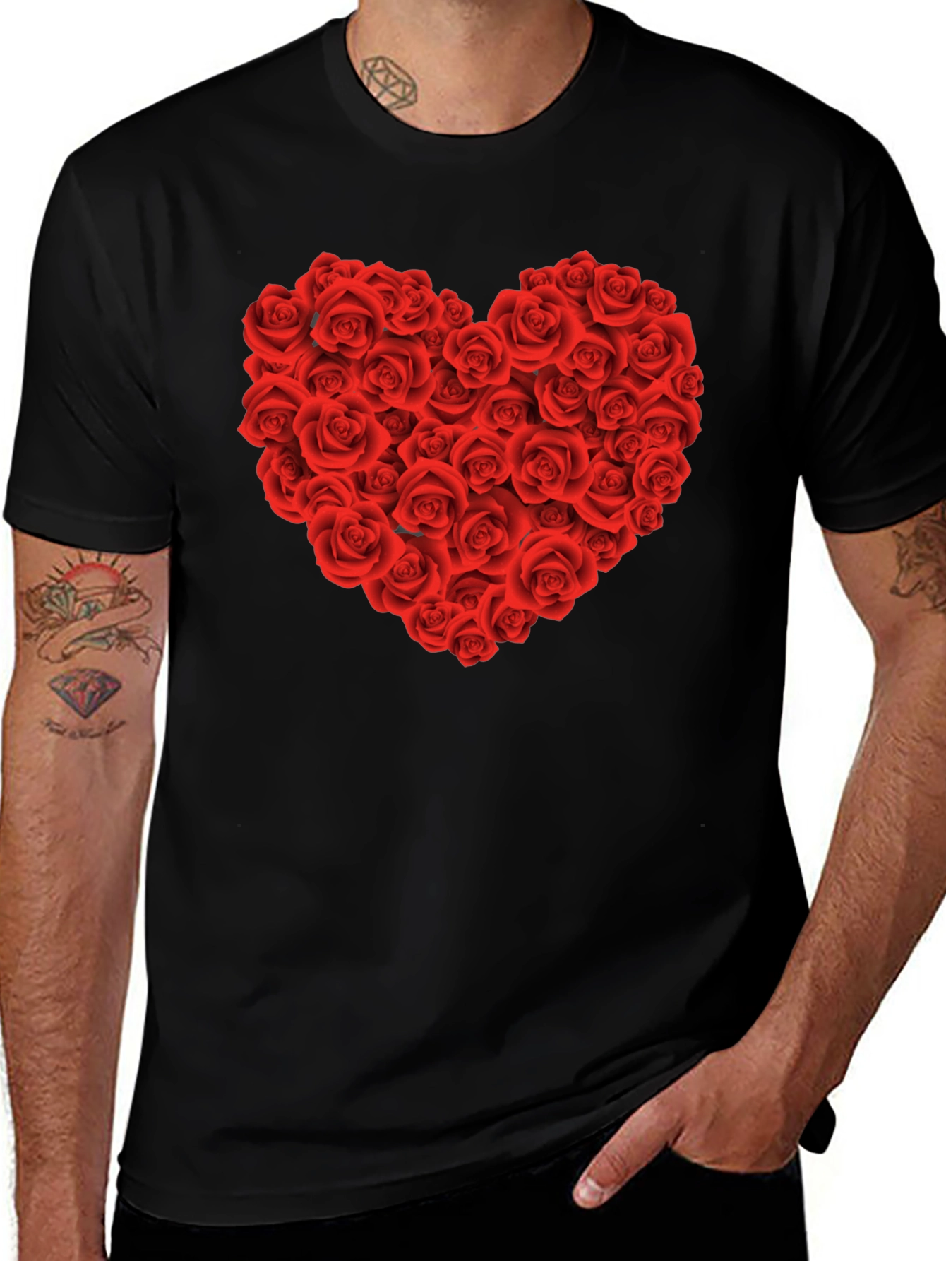Rose Heart Graphic Tee - Valentines Day Shirt