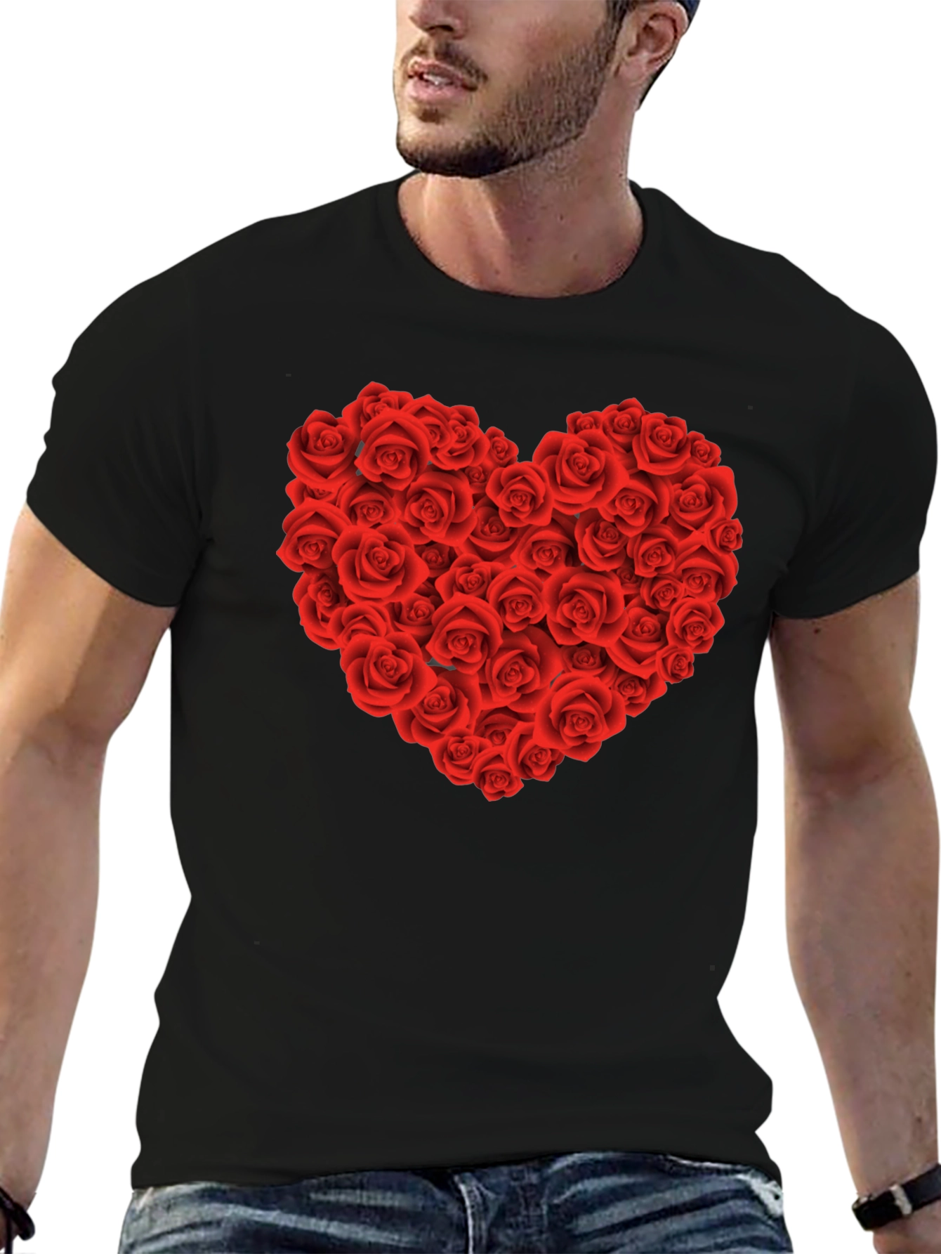 Rose Heart Graphic Tee - Valentines Day Shirt