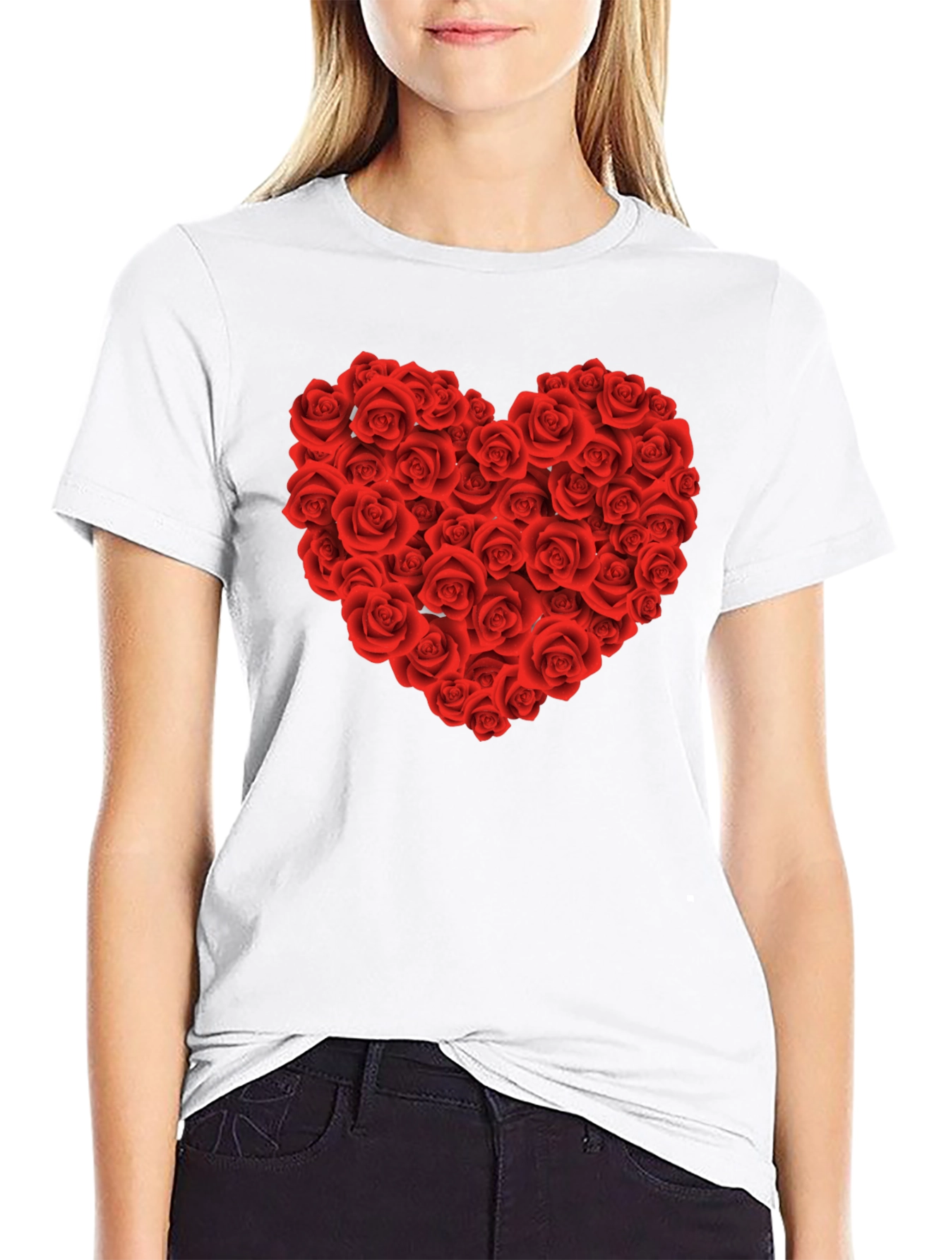 Rose Heart Graphic Tee - Valentines Day Shirt