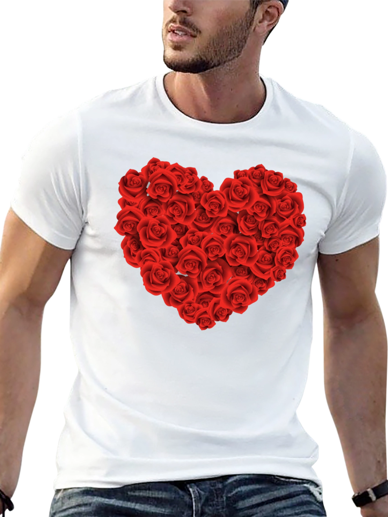 Rose Heart Graphic Tee - Valentines Day Shirt