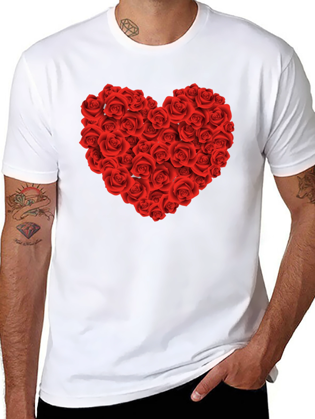 Rose Heart Graphic Tee - Valentines Day Shirt