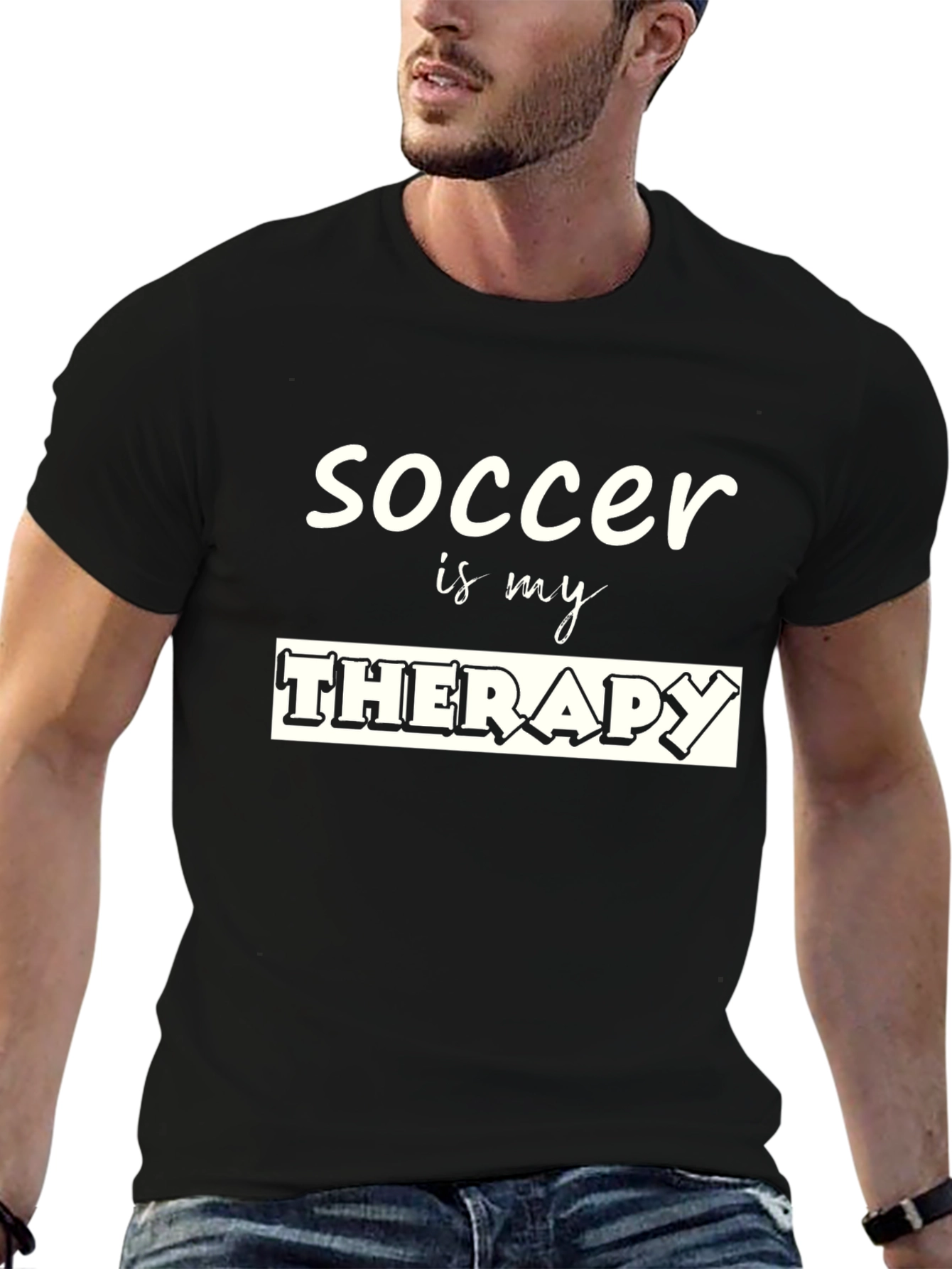 Soccer is My Therapy T-Shirt - Black