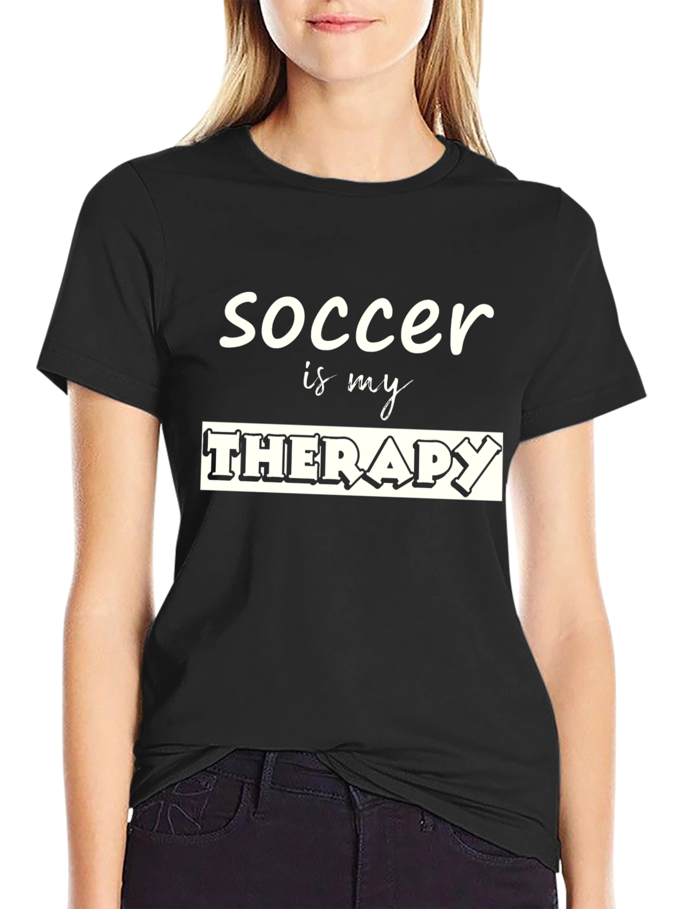 Soccer is My Therapy T-Shirt - Black
