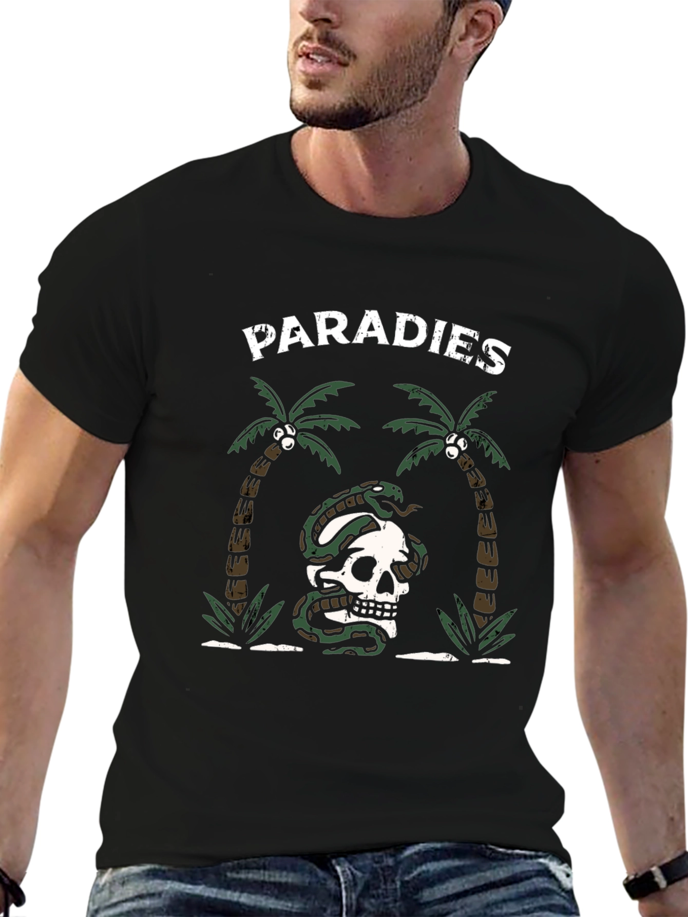 Paradise Skull Snake T-Shirt - Tropical Graphic Tee