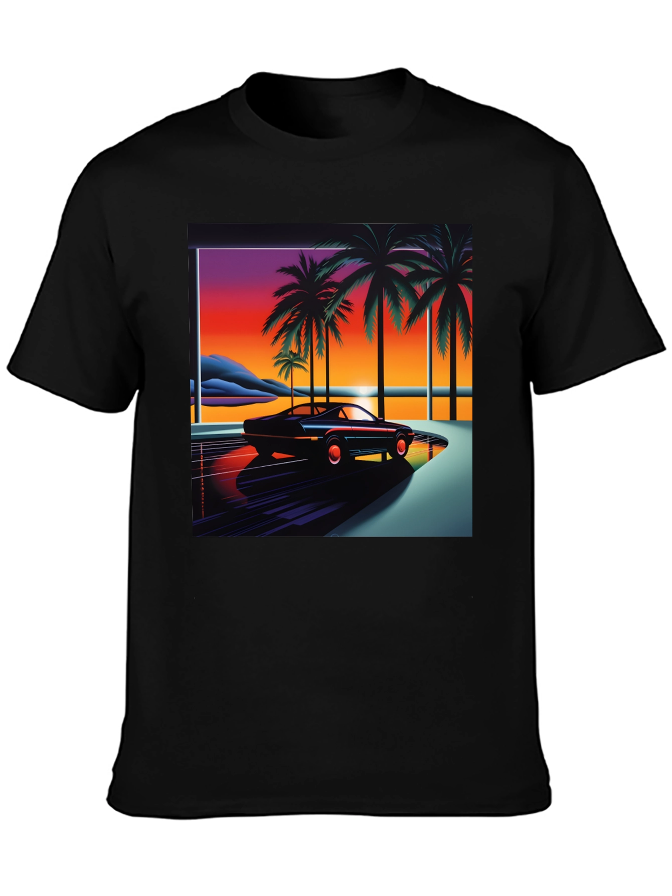 Retro Wave Palm Tree Car Graphic Tee