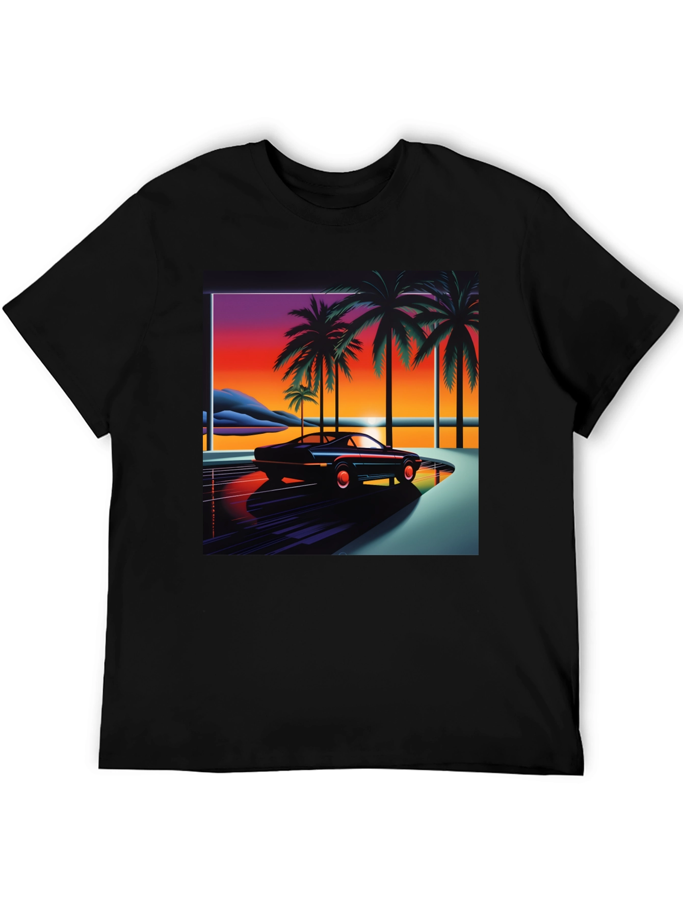Retro Wave Palm Tree Car Graphic Tee