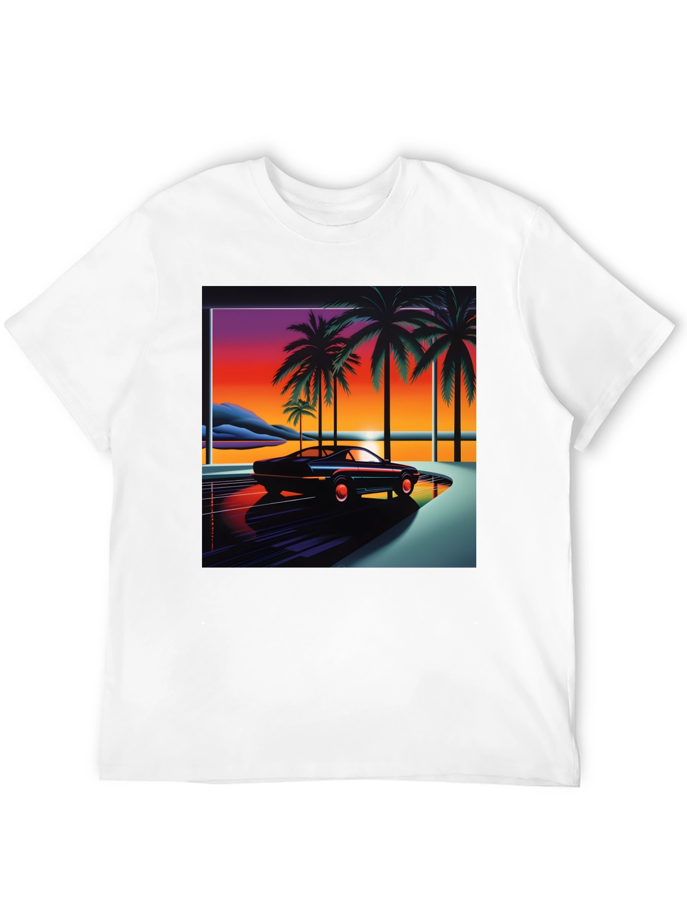Retro Wave Palm Tree Car Graphic Tee