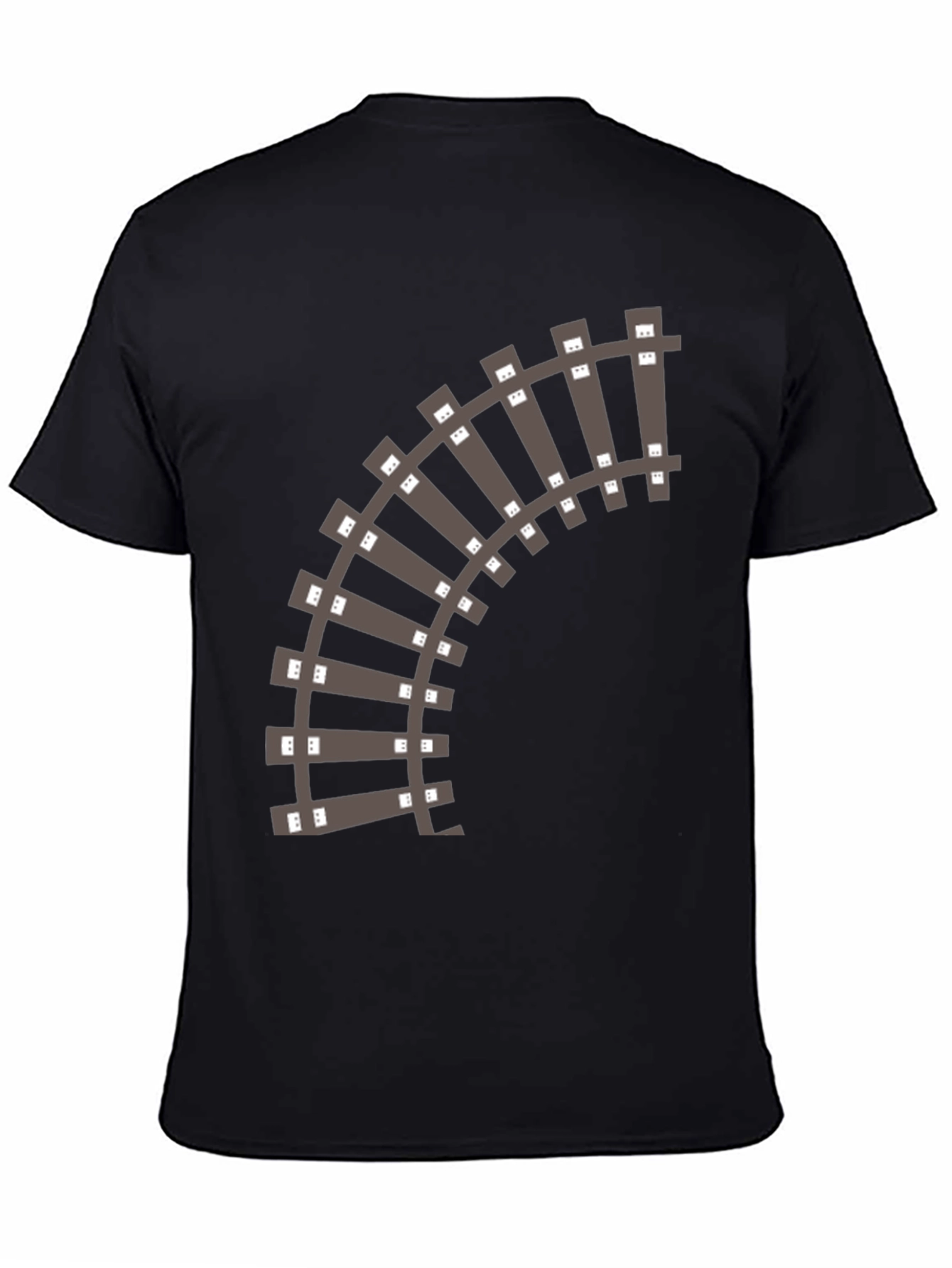 Railroad Track Graphic T-Shirt - Black Cotton Tee