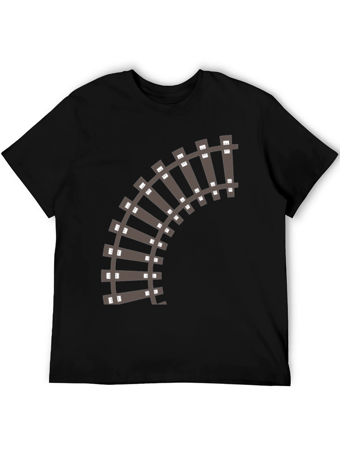 Railroad Track Graphic T-Shirt - Black Cotton Tee