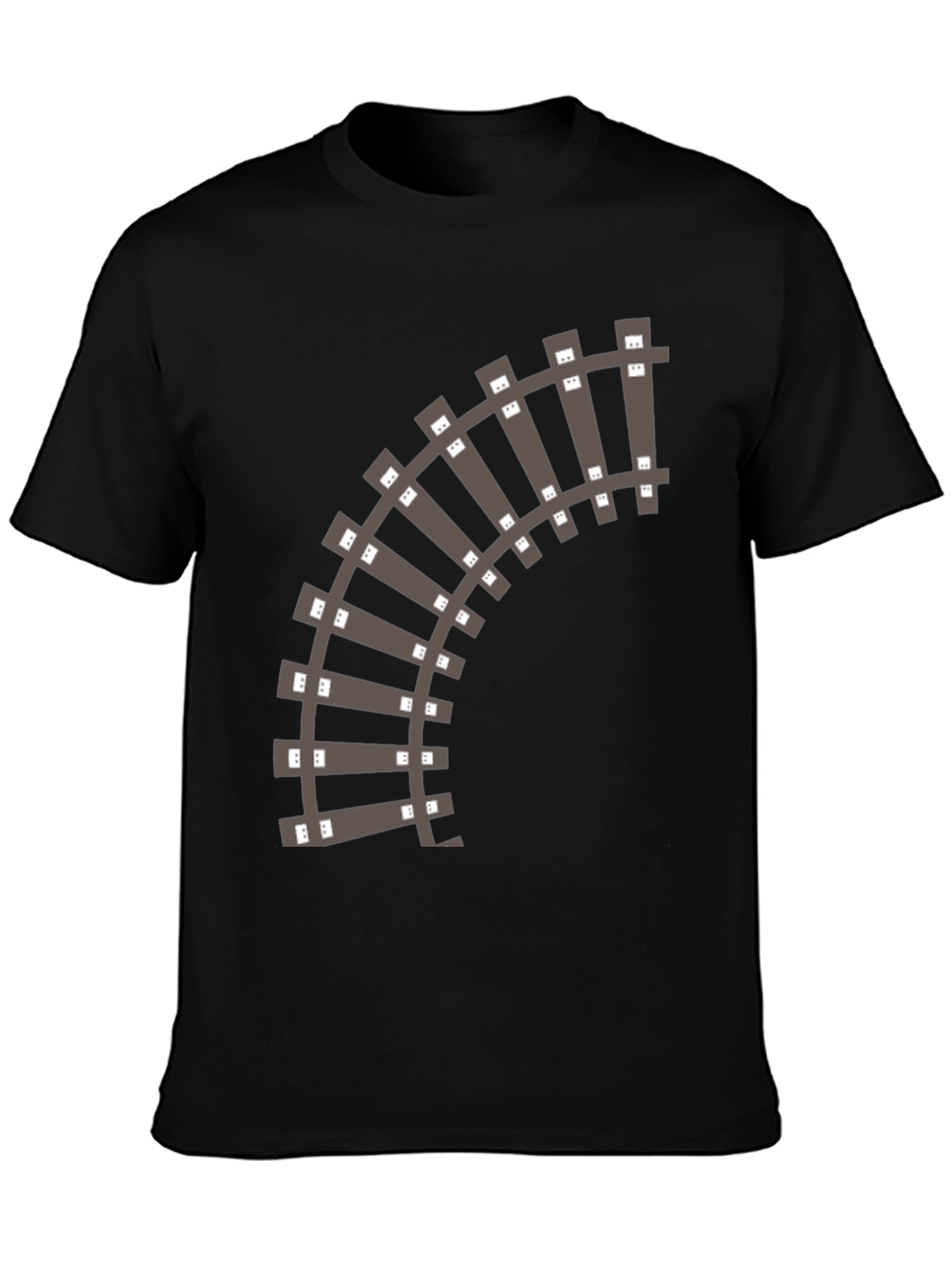 Railroad Track Graphic T-Shirt - Black Cotton Tee