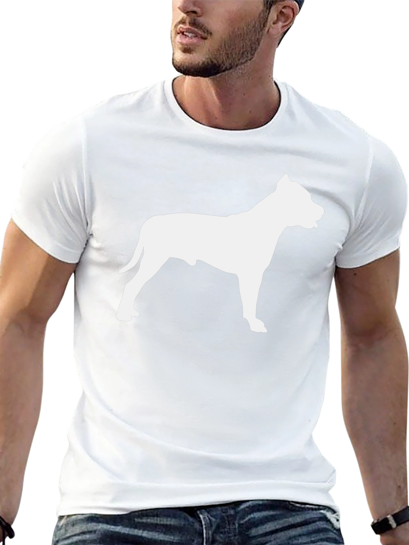 Pitbull Dog Silhouette Black T-Shirt
