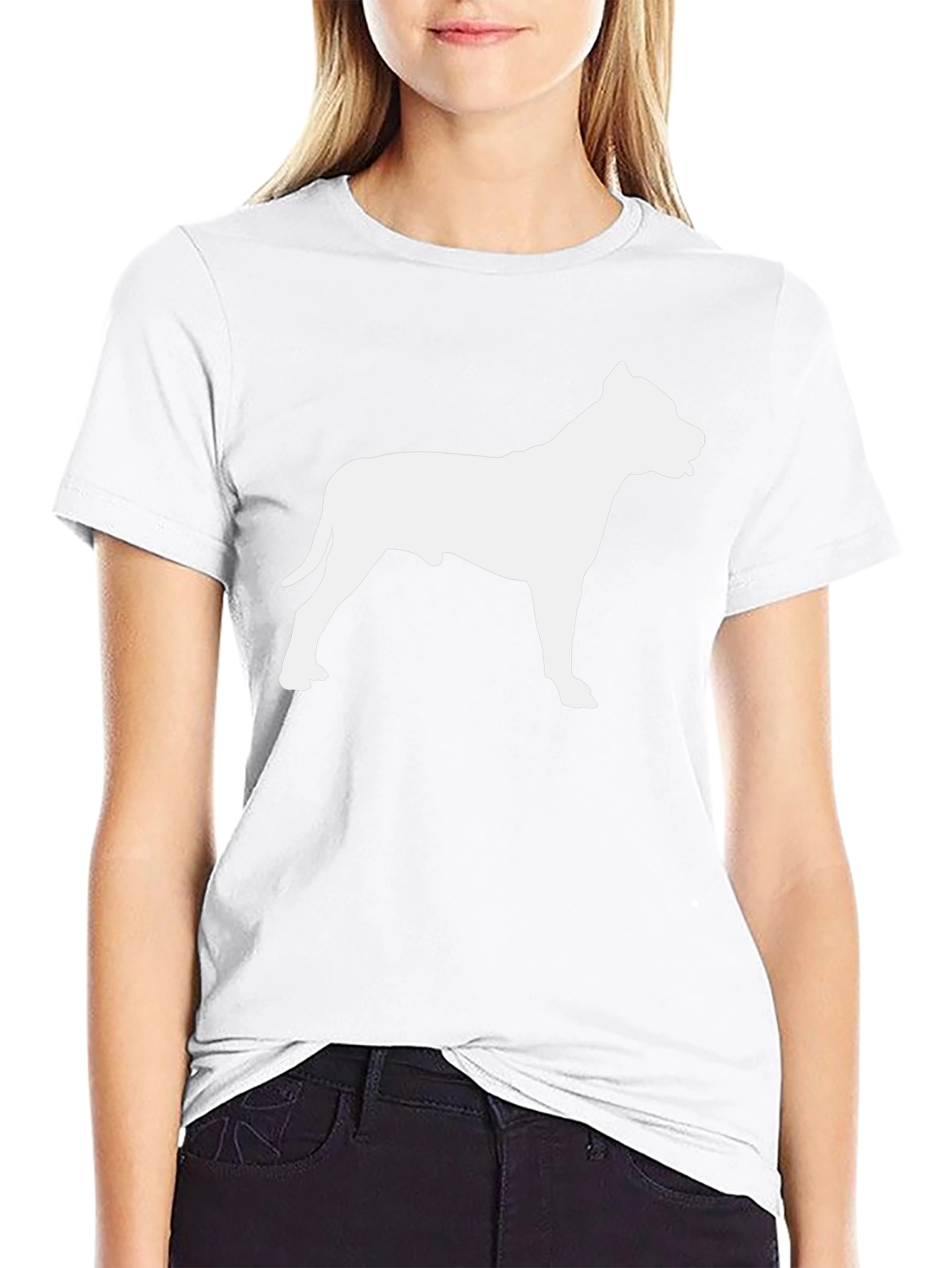 Pitbull Dog Silhouette Black T-Shirt