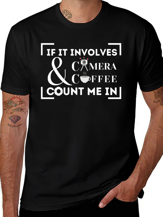 Camera & Coffee Lover T-Shirt - Photographer Gift