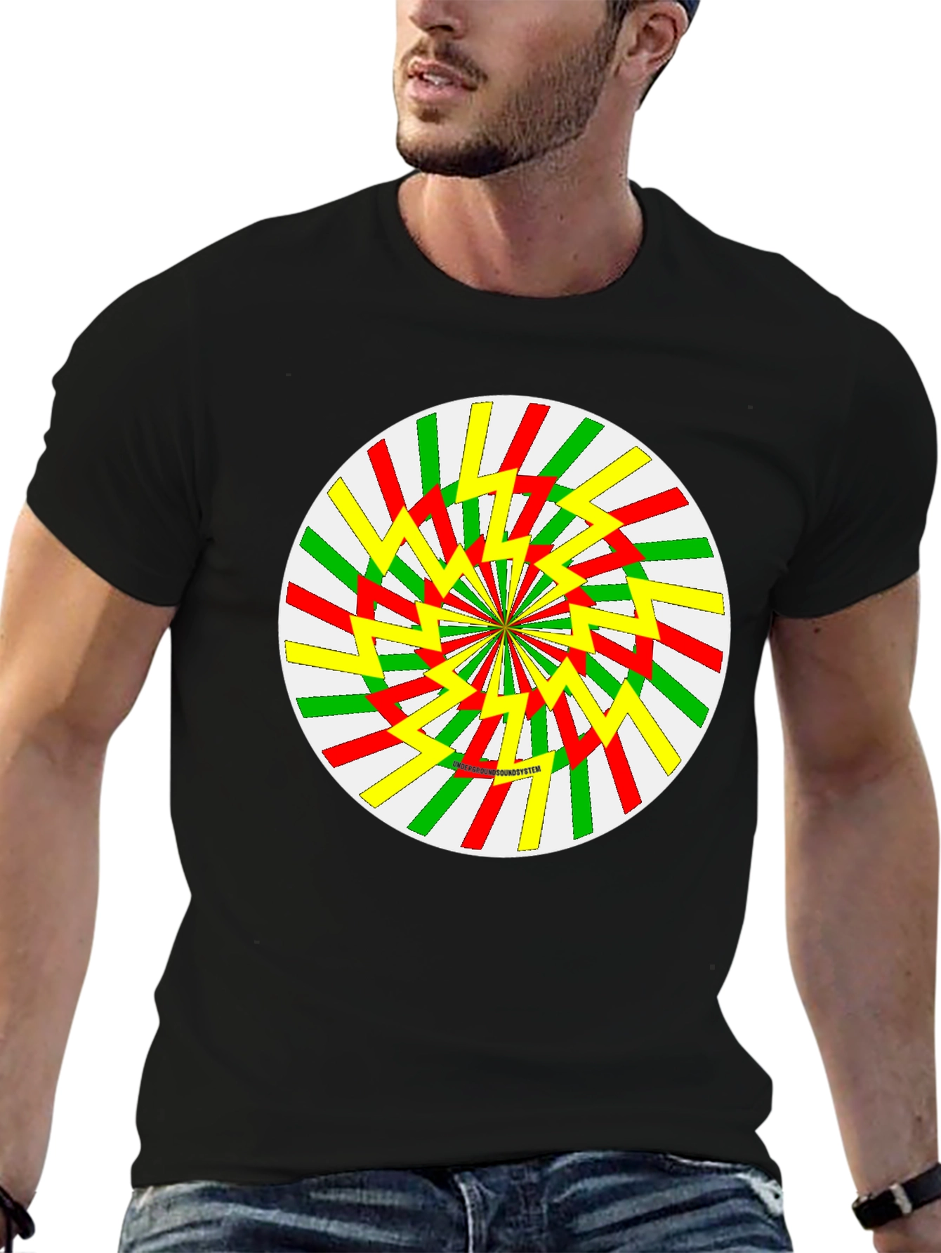 Retro Swirl Graphic Tee - Black