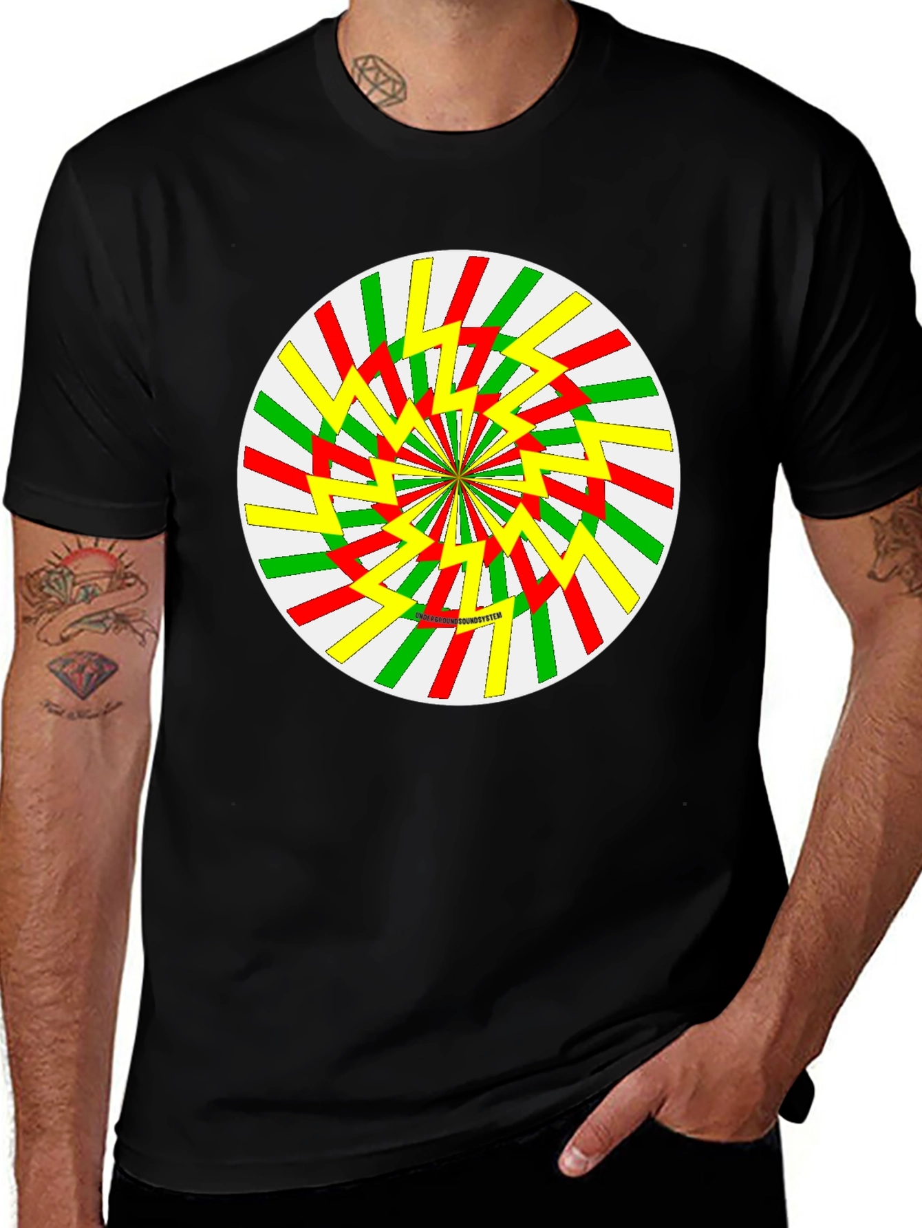 Retro Swirl Graphic Tee - Black