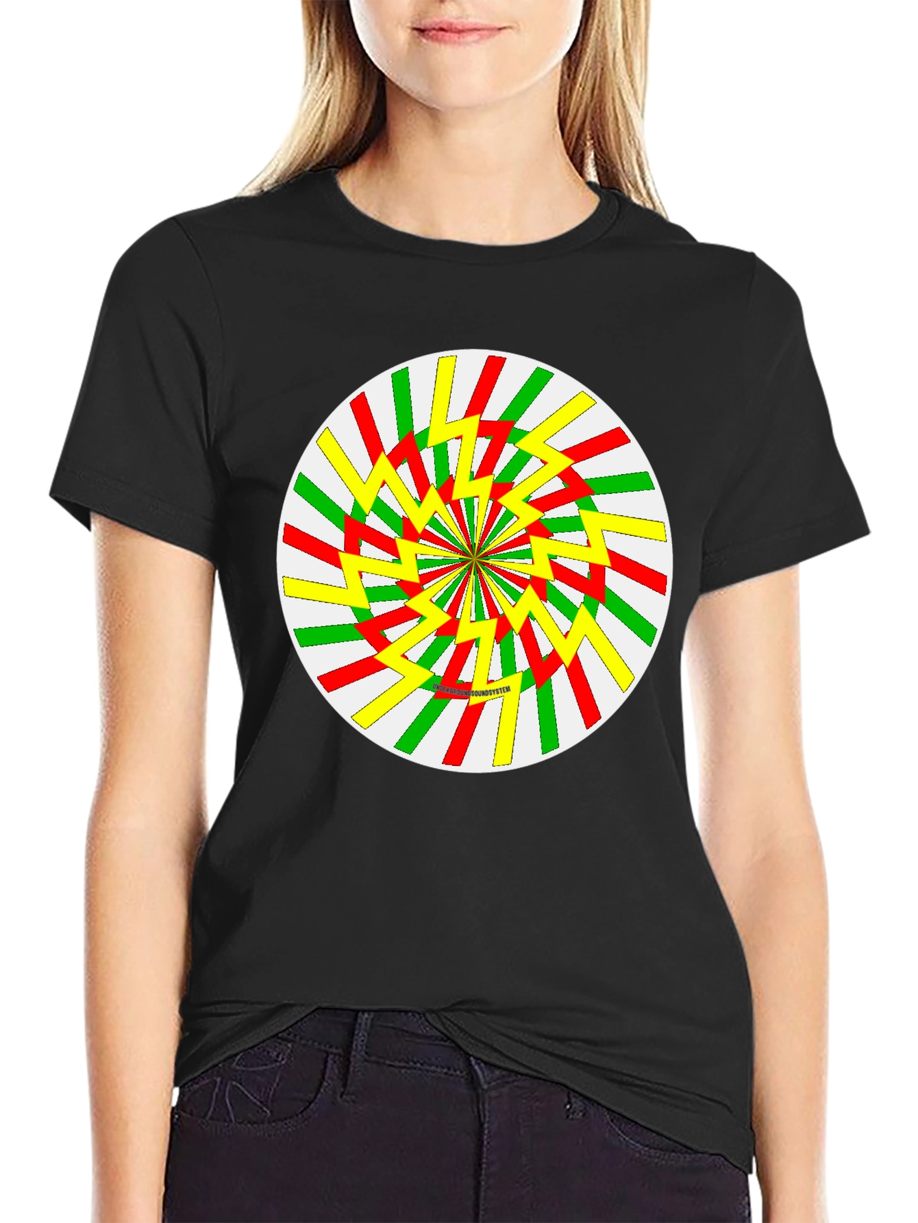 Retro Swirl Graphic Tee - Black
