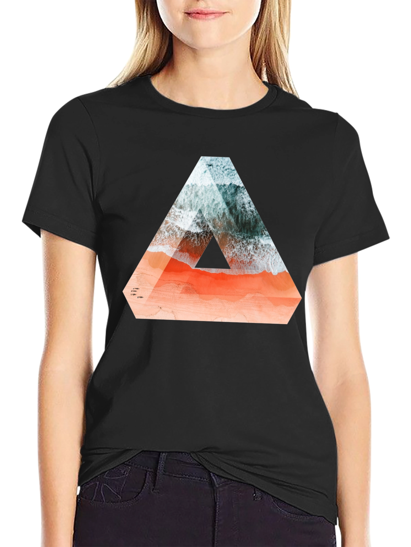 Abstract Triangle Beach Graphic T-Shirt