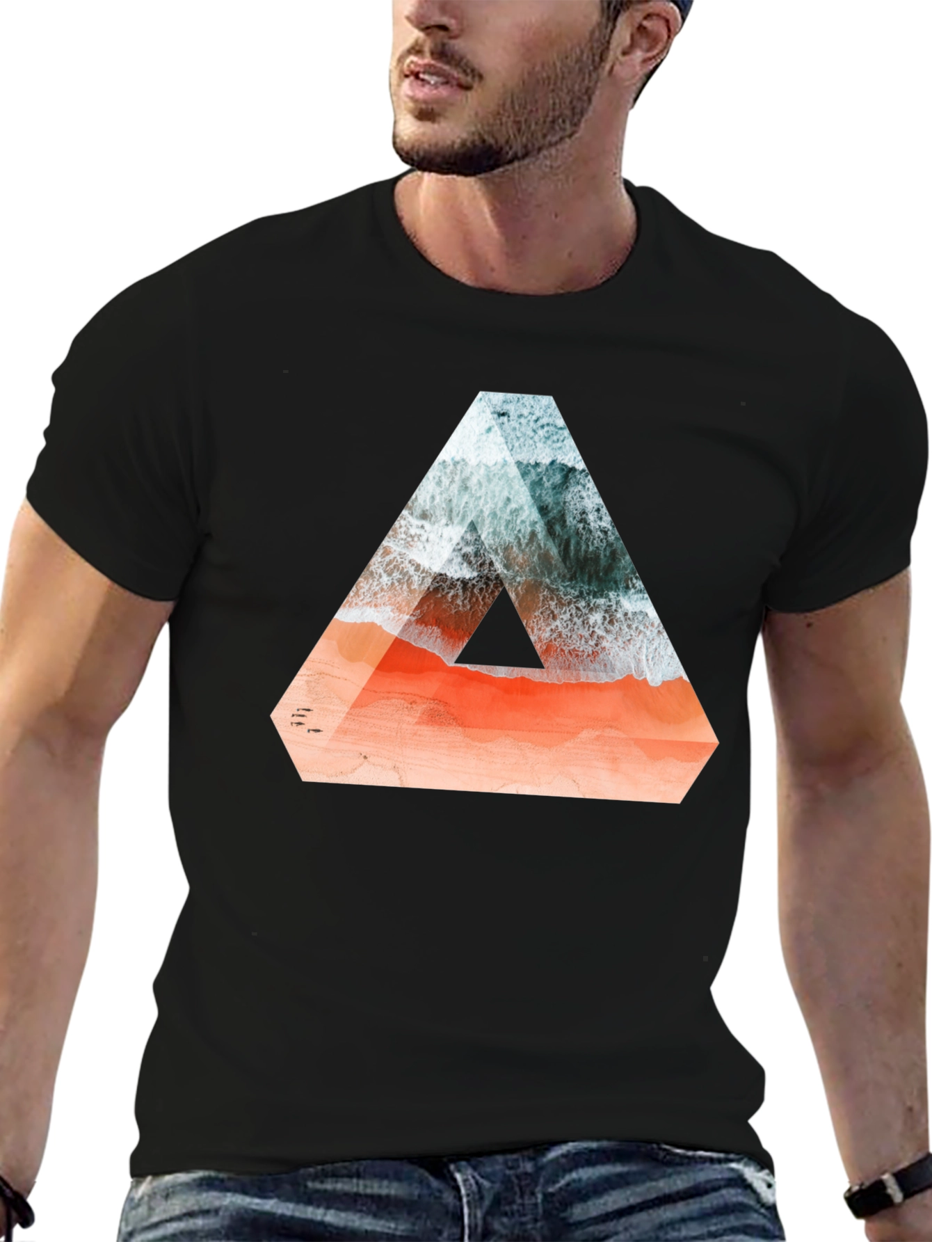 Abstract Triangle Beach Graphic T-Shirt