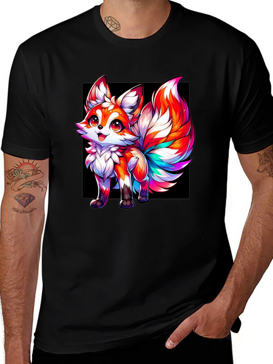 Rainbow Fox Graphic Black Tee