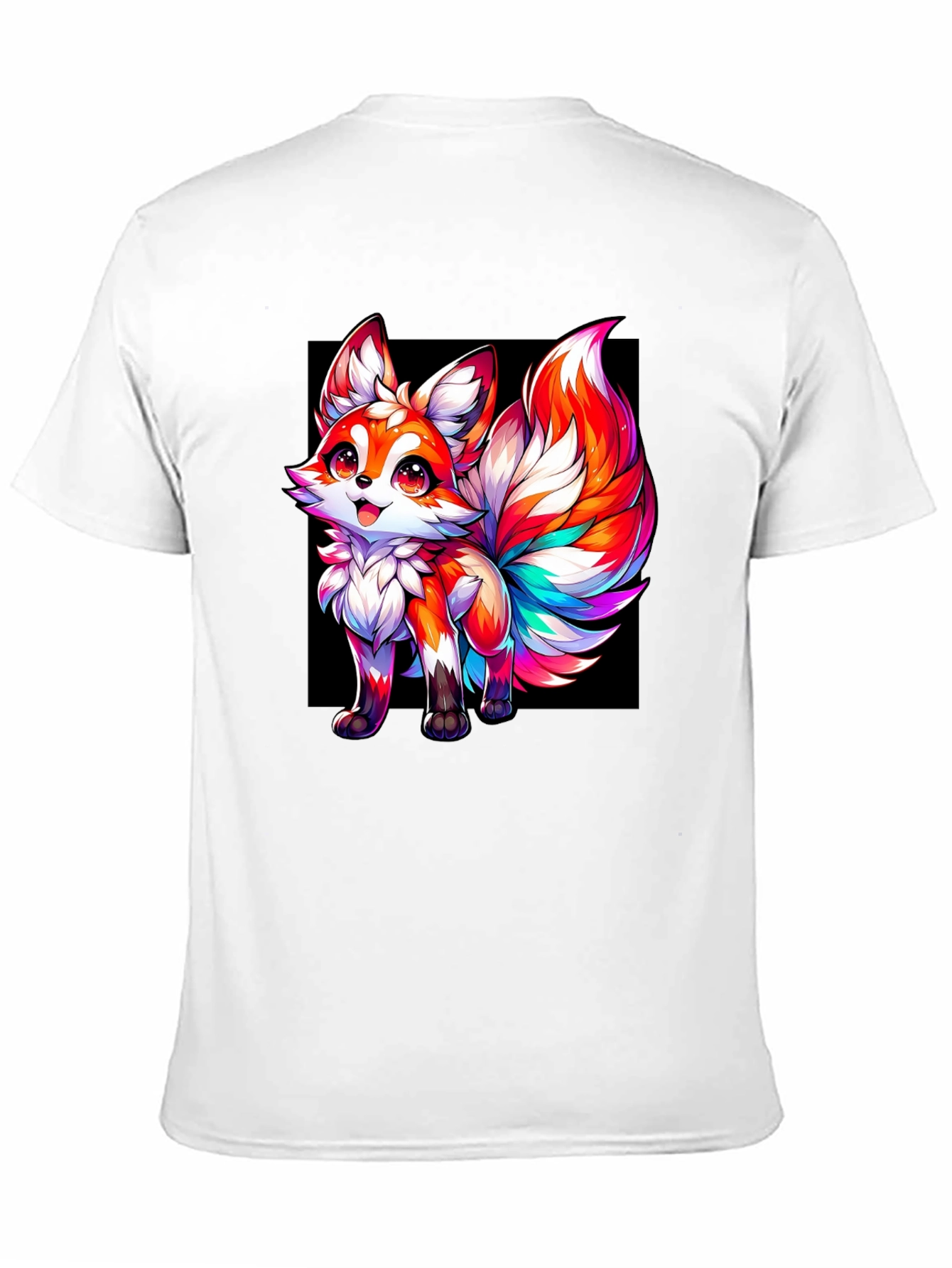 Rainbow Fox Graphic Black Tee