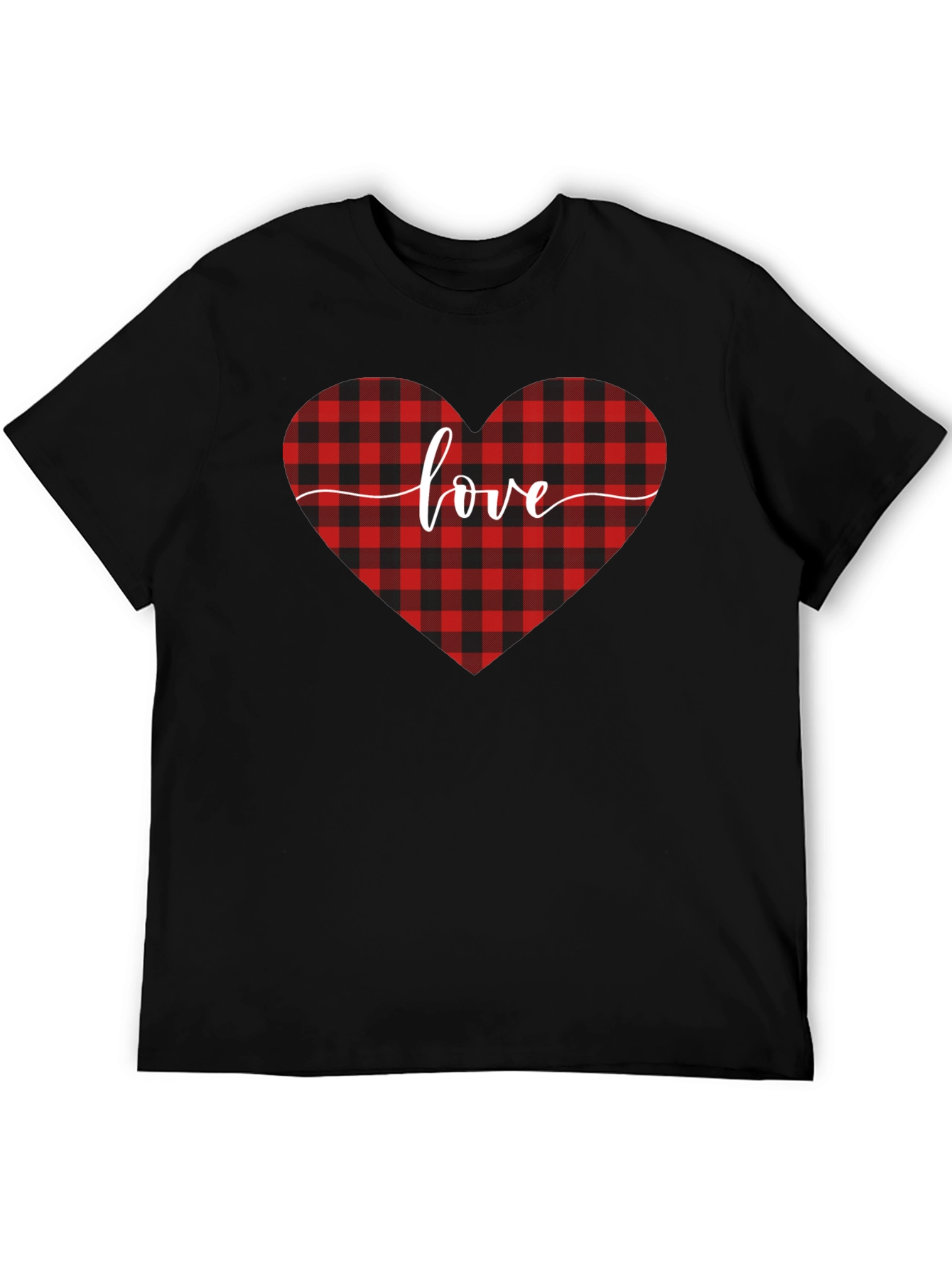 Buffalo Plaid Heart Love T-Shirt - Valentines Day Gift