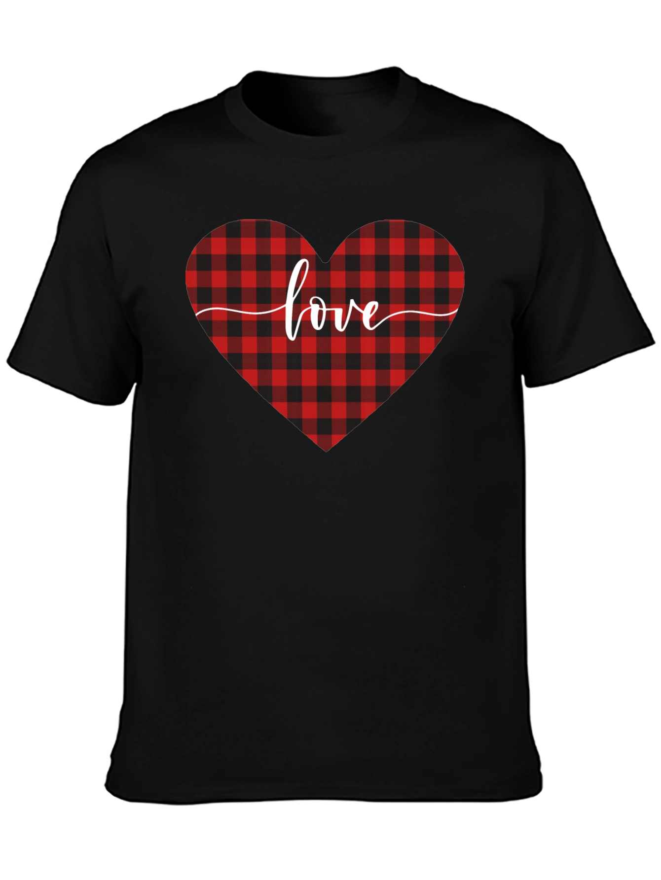 Buffalo Plaid Heart Love T-Shirt - Valentines Day Gift