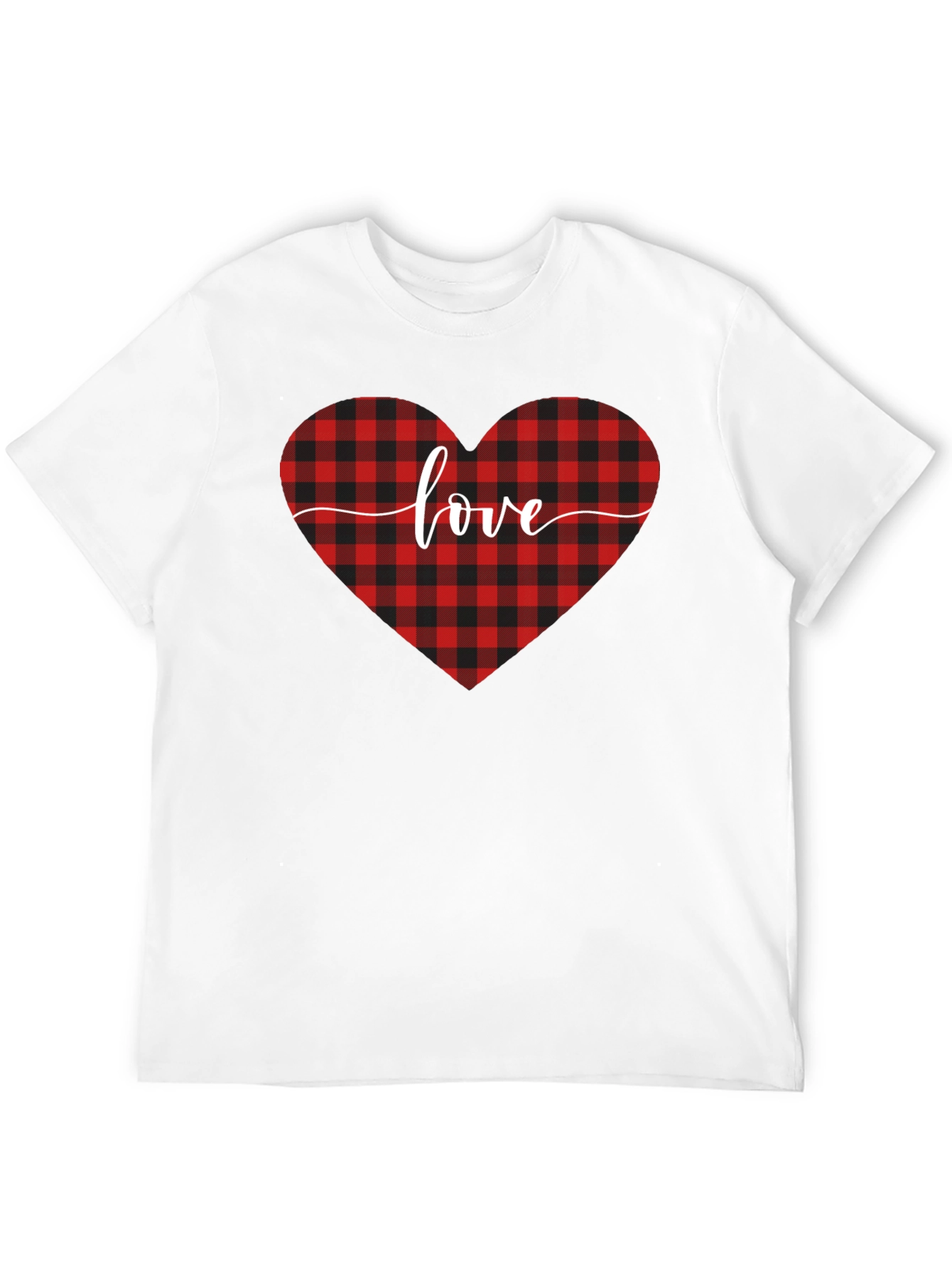 Buffalo Plaid Heart Love T-Shirt - Valentines Day Gift