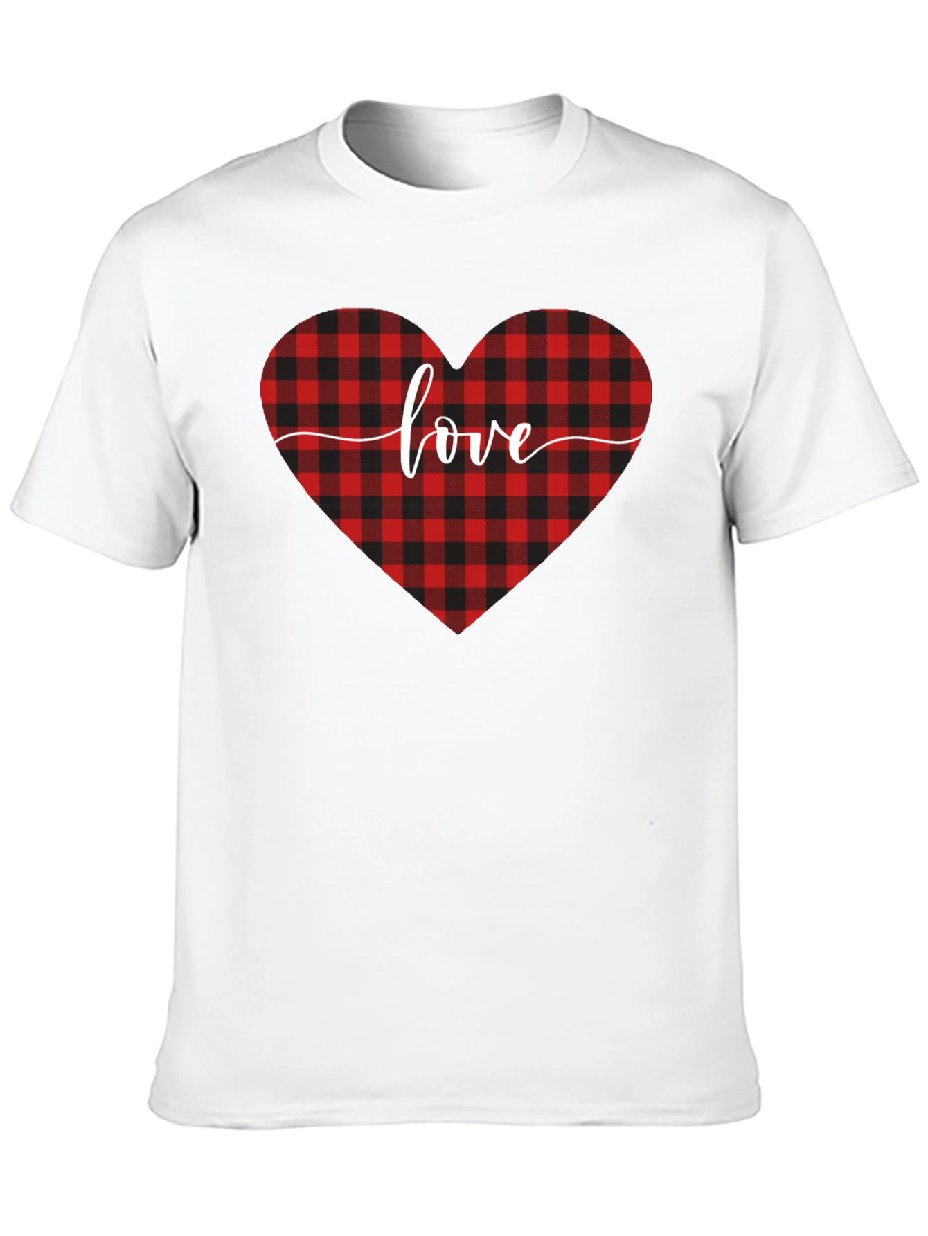 Buffalo Plaid Heart Love T-Shirt - Valentines Day Gift