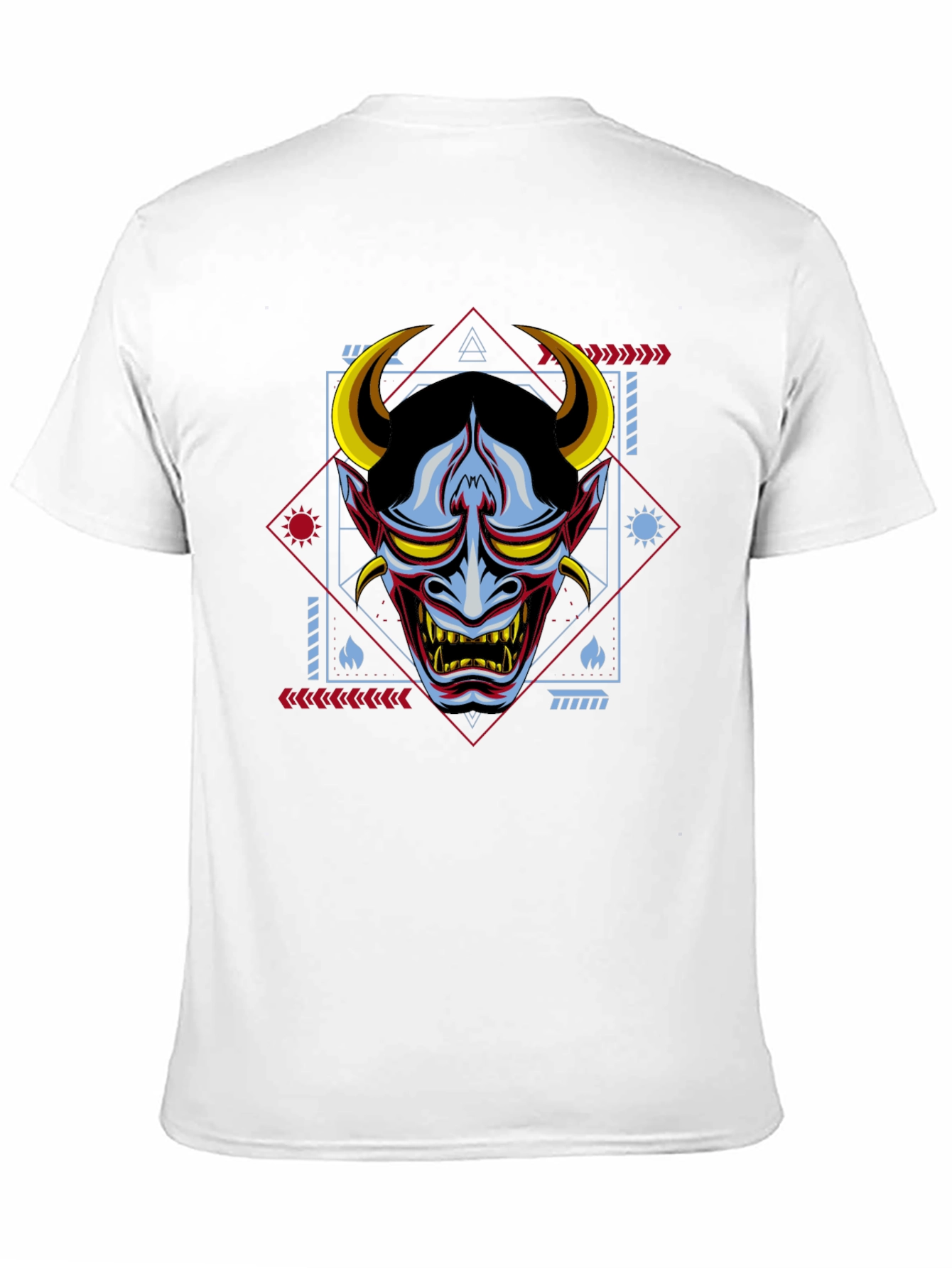 Geometric Oni Mask Graphic Tee - Mens Black T-Shirt