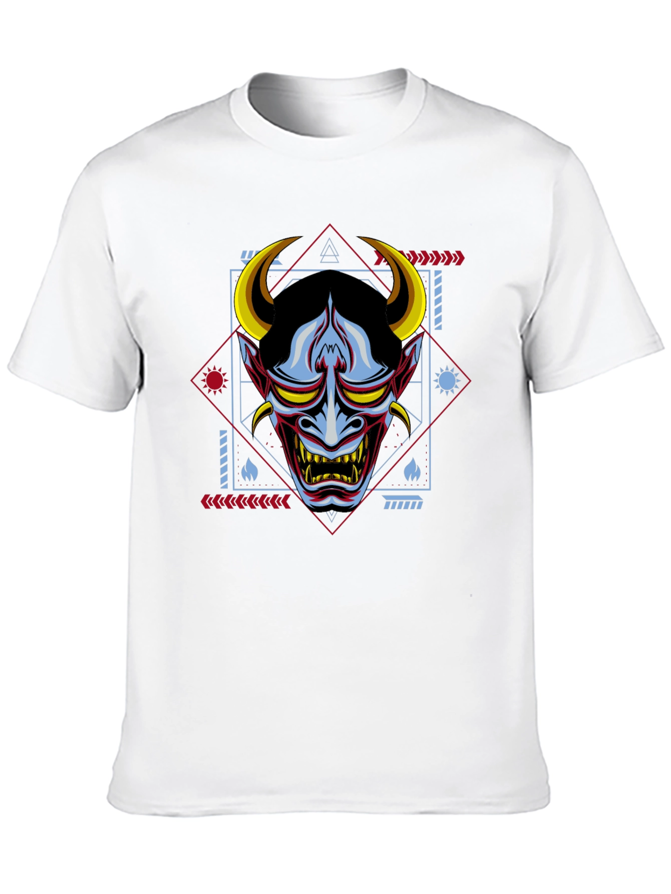 Geometric Oni Mask Graphic Tee - Mens Black T-Shirt