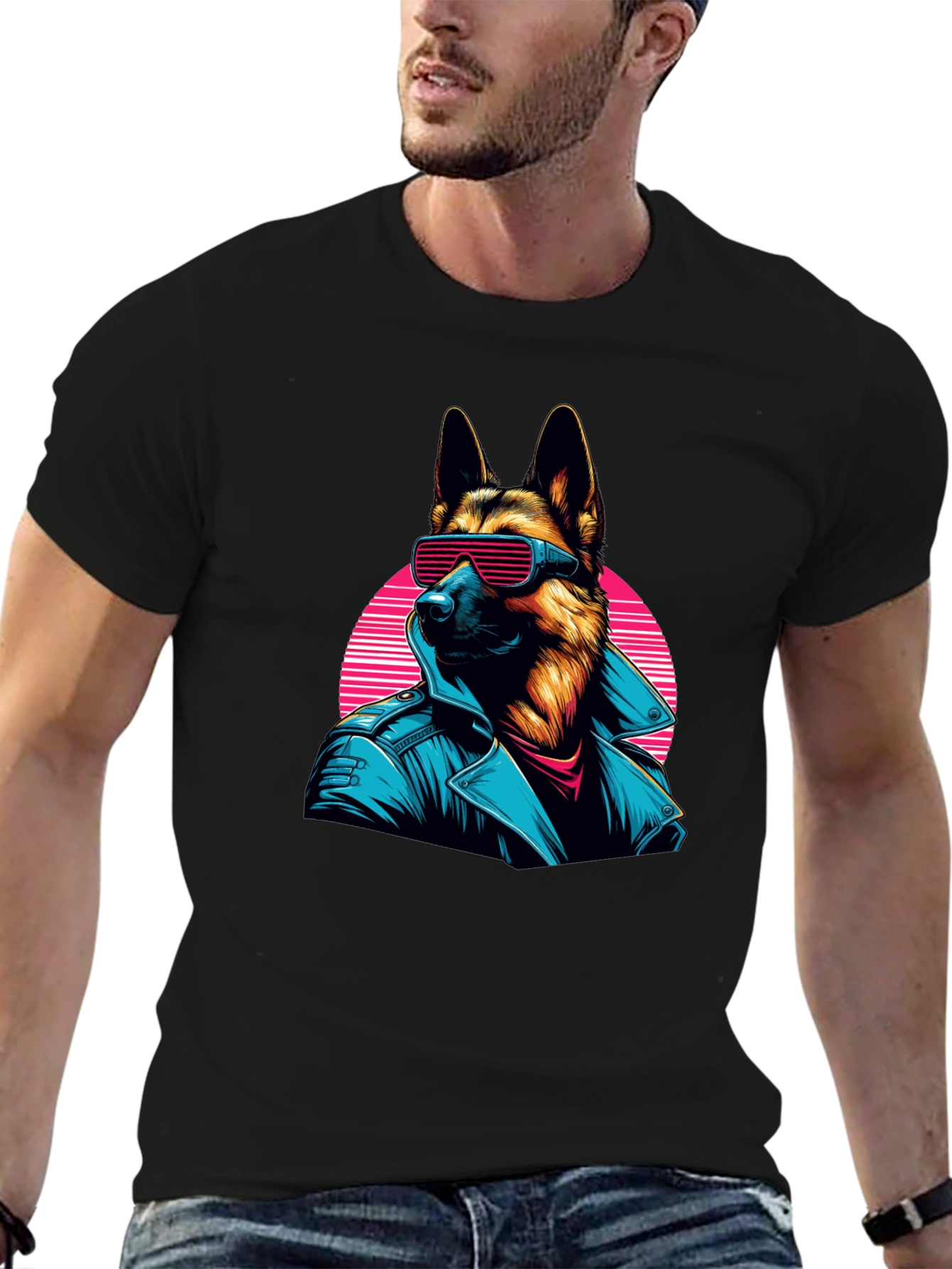 Retro German Shepherd Sunglasses T-Shirt – Cool Dog Lover Tee