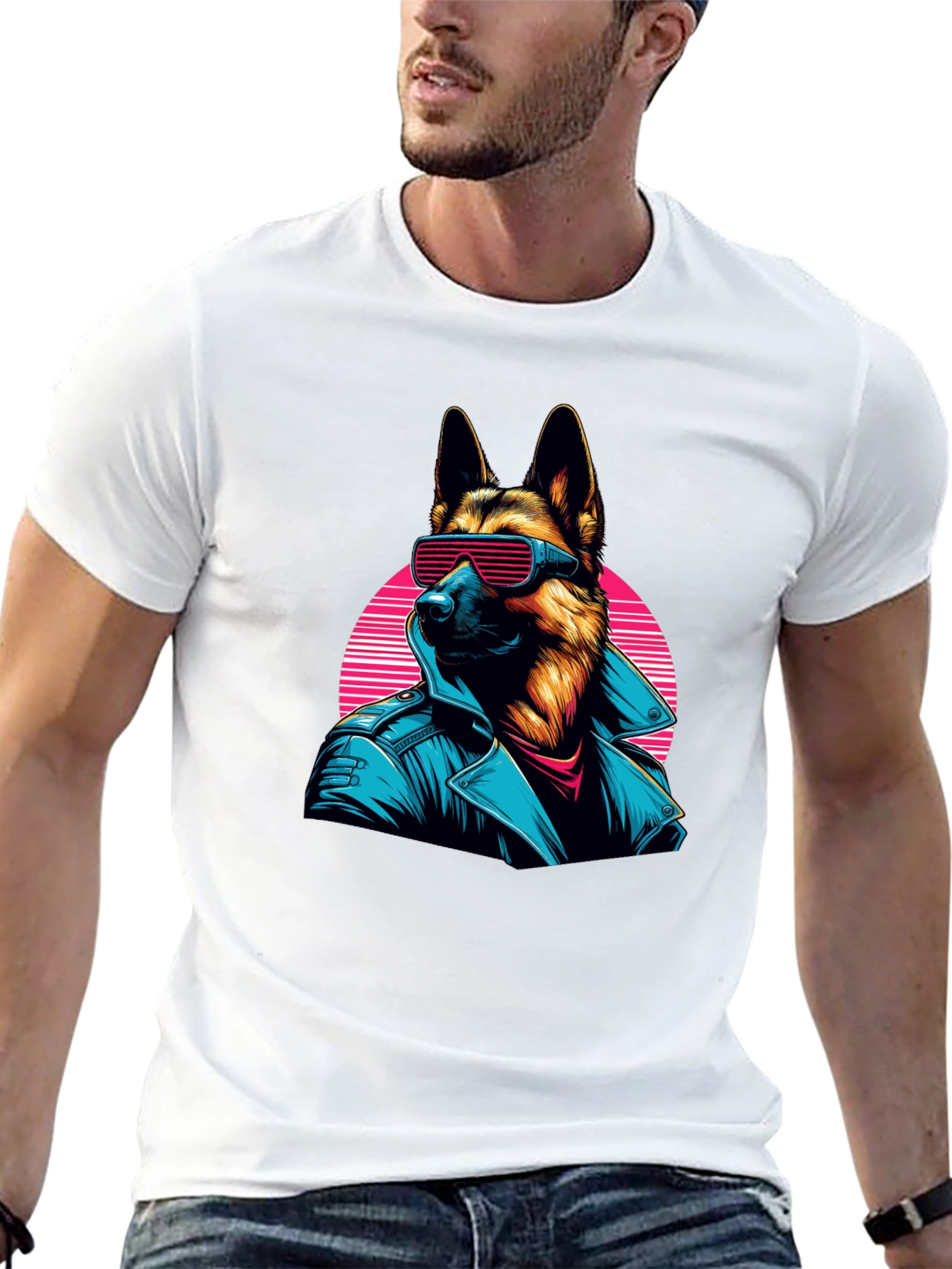 Retro German Shepherd Sunglasses T-Shirt – Cool Dog Lover Tee