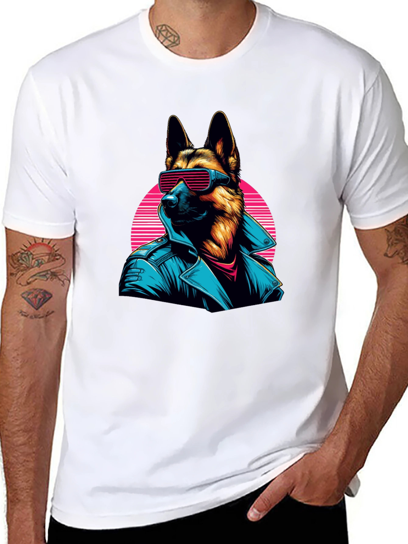 Retro German Shepherd Sunglasses T-Shirt – Cool Dog Lover Tee