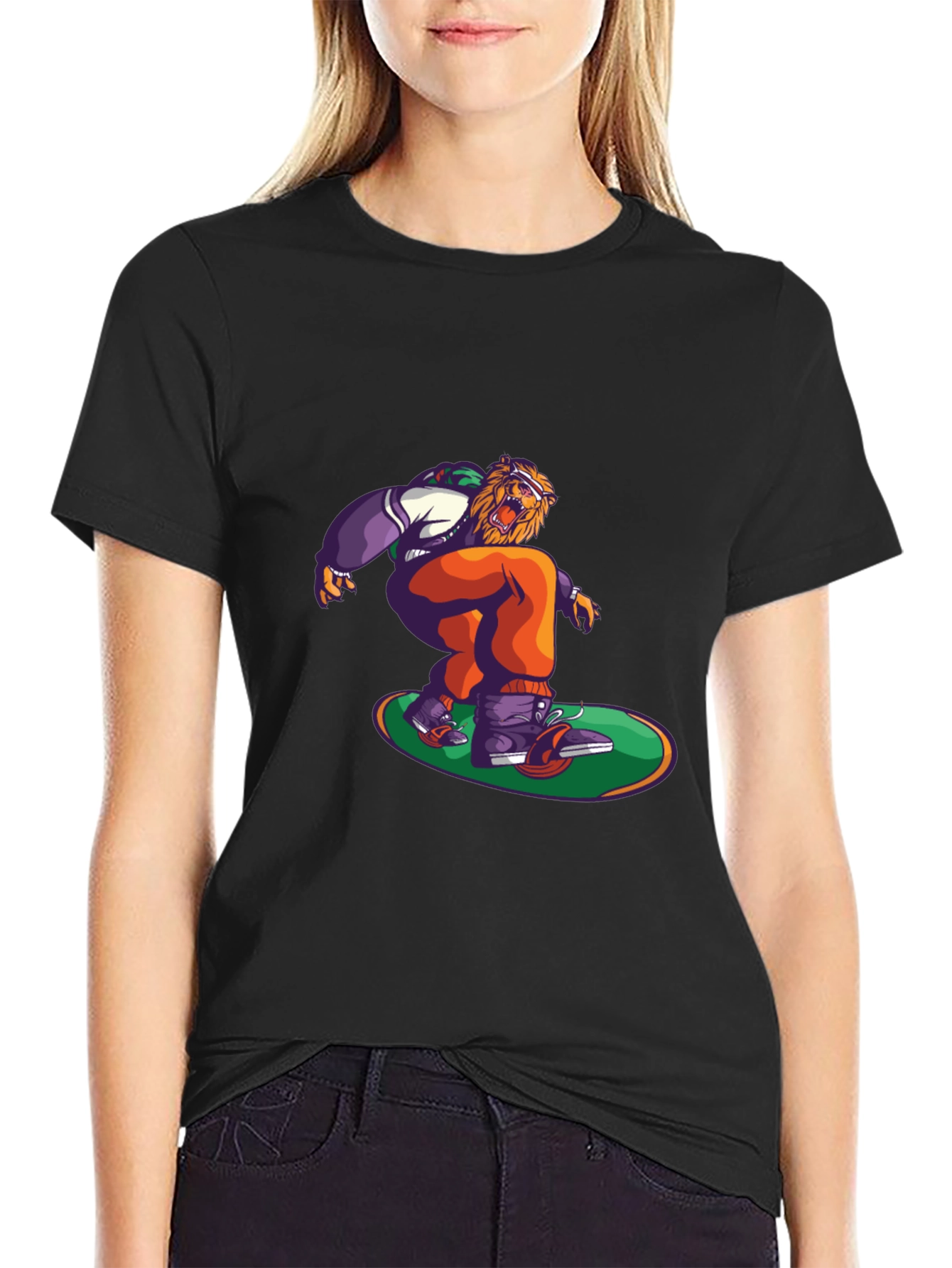 Lion Skateboarder Graphic T-Shirt