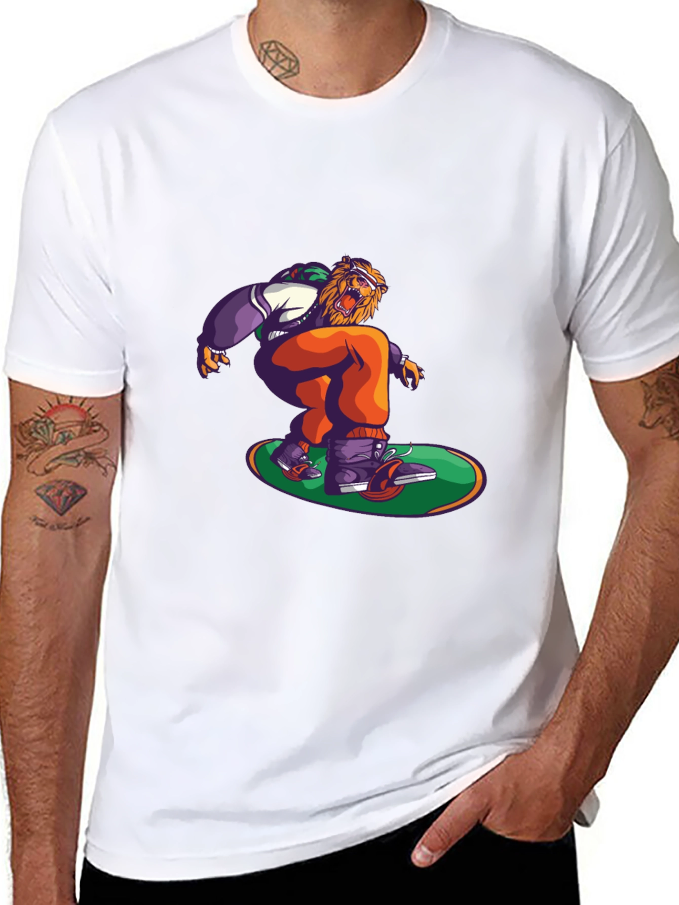 Lion Skateboarder Graphic T-Shirt