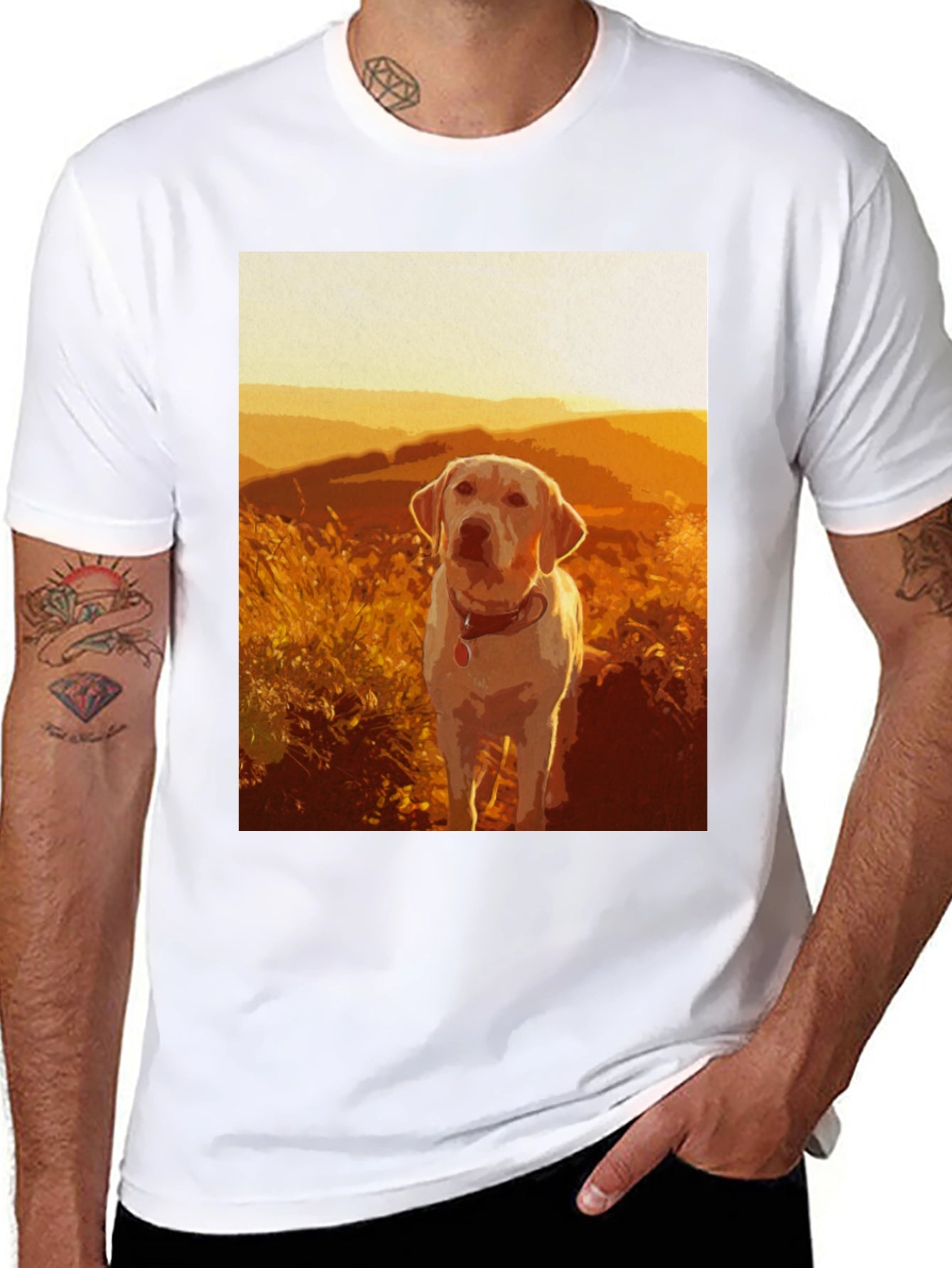 Labrador Sunset Graphic T-Shirt – Scenic Dog Lover Tee