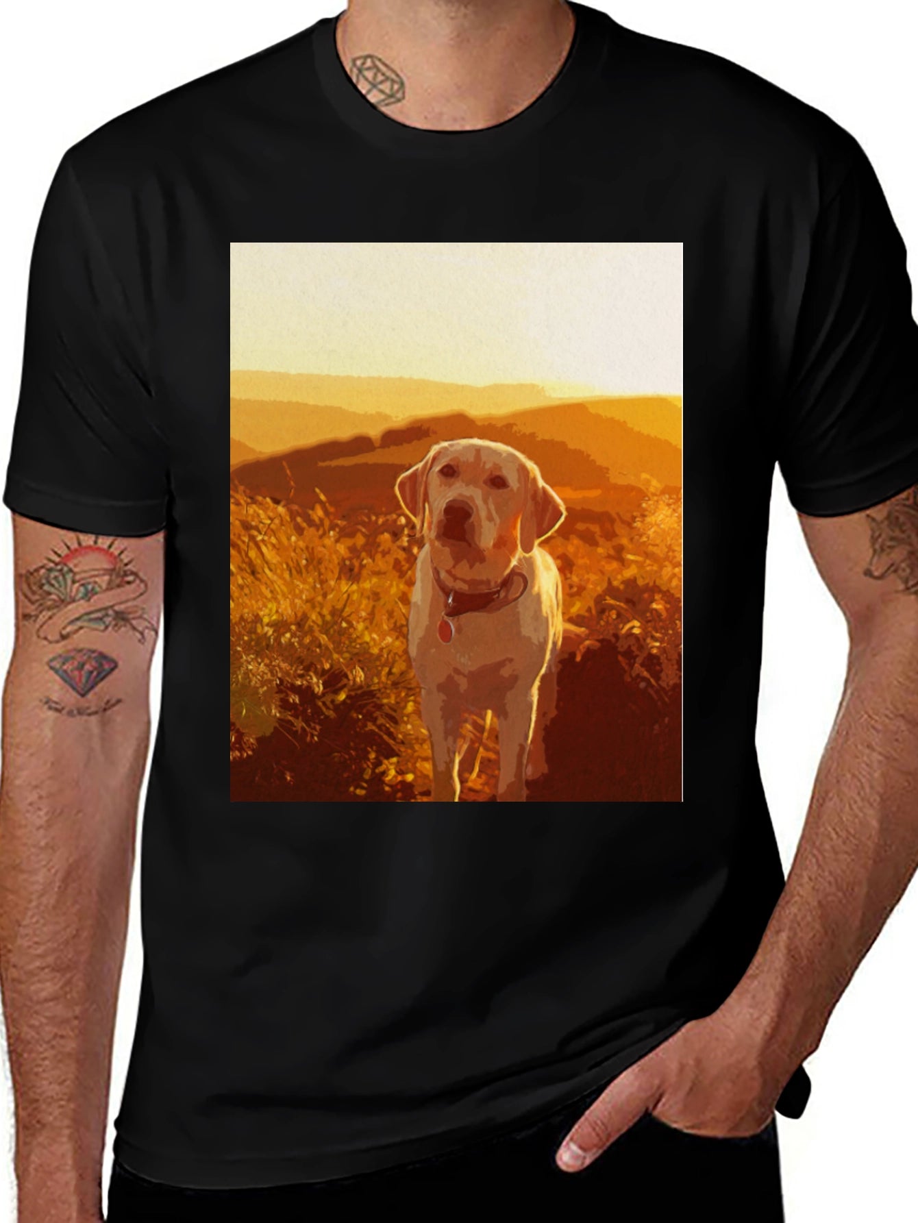 Labrador Sunset Graphic T-Shirt – Scenic Dog Lover Tee