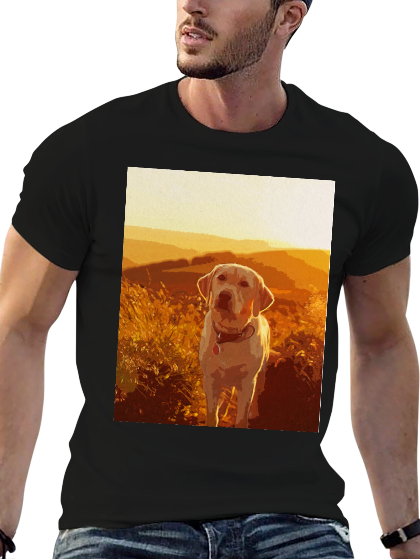 Labrador Sunset Graphic T-Shirt – Scenic Dog Lover Tee