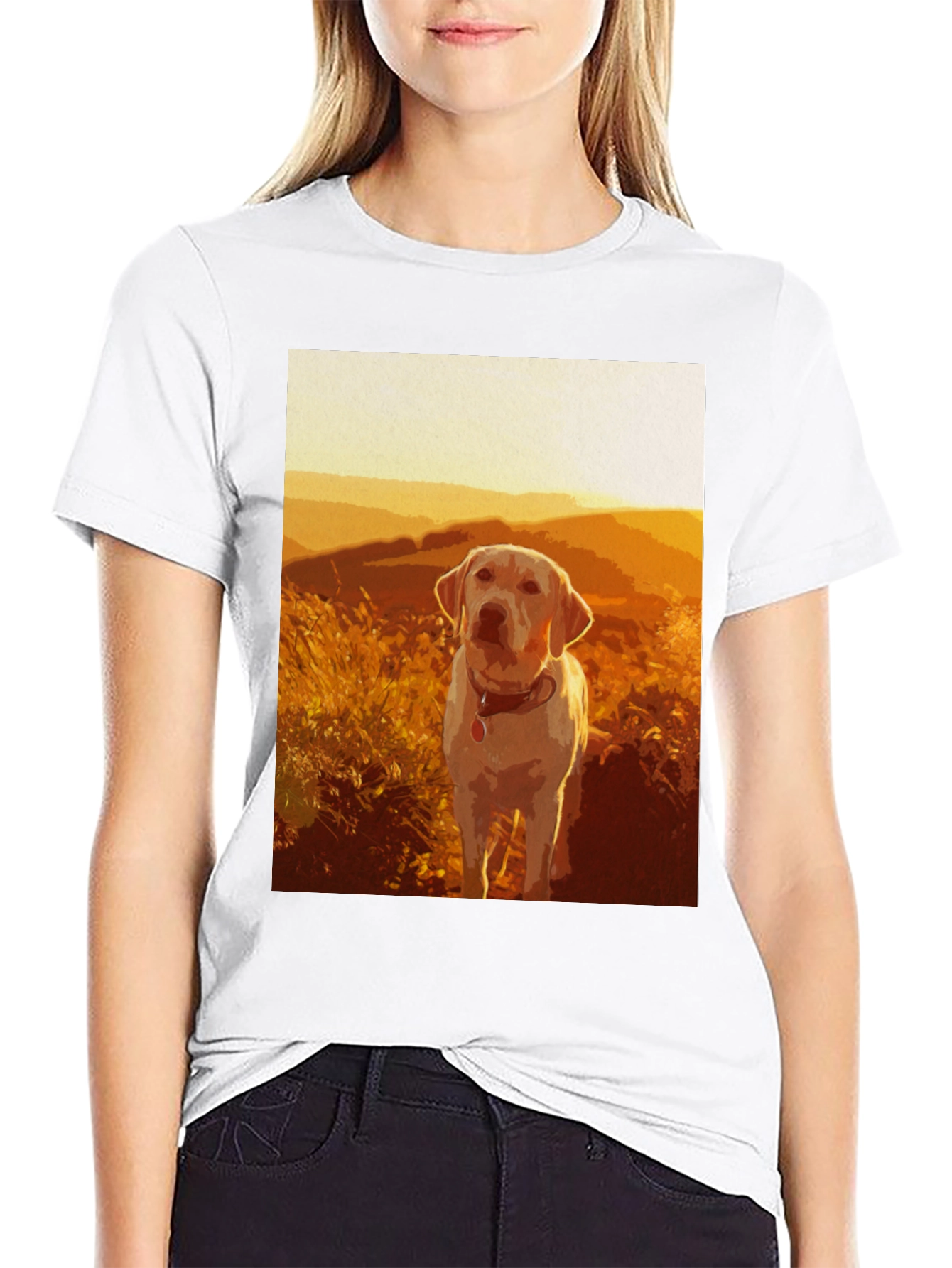 Labrador Sunset Graphic T-Shirt – Scenic Dog Lover Tee