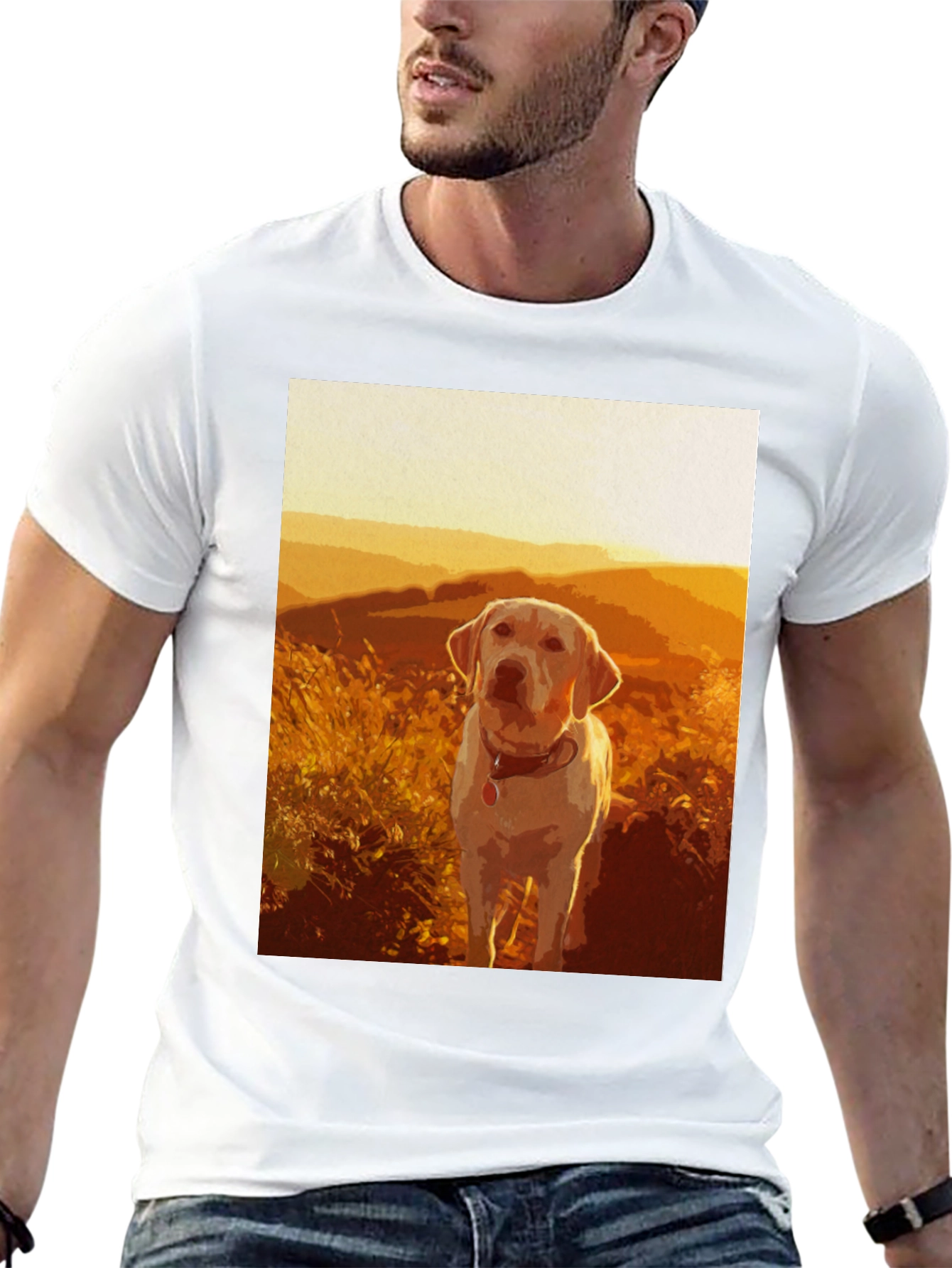 Labrador Sunset Graphic T-Shirt – Scenic Dog Lover Tee