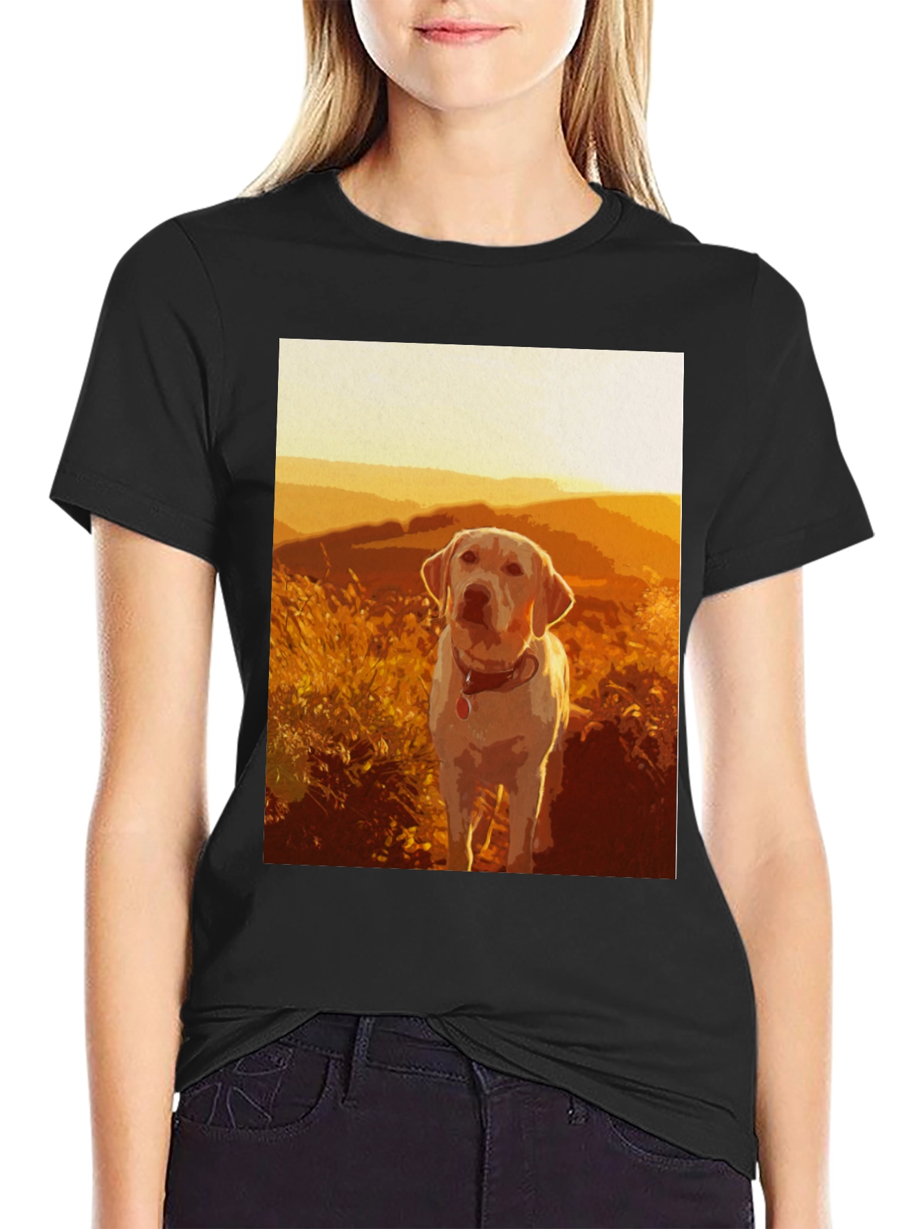 Labrador Sunset Graphic T-Shirt – Scenic Dog Lover Tee