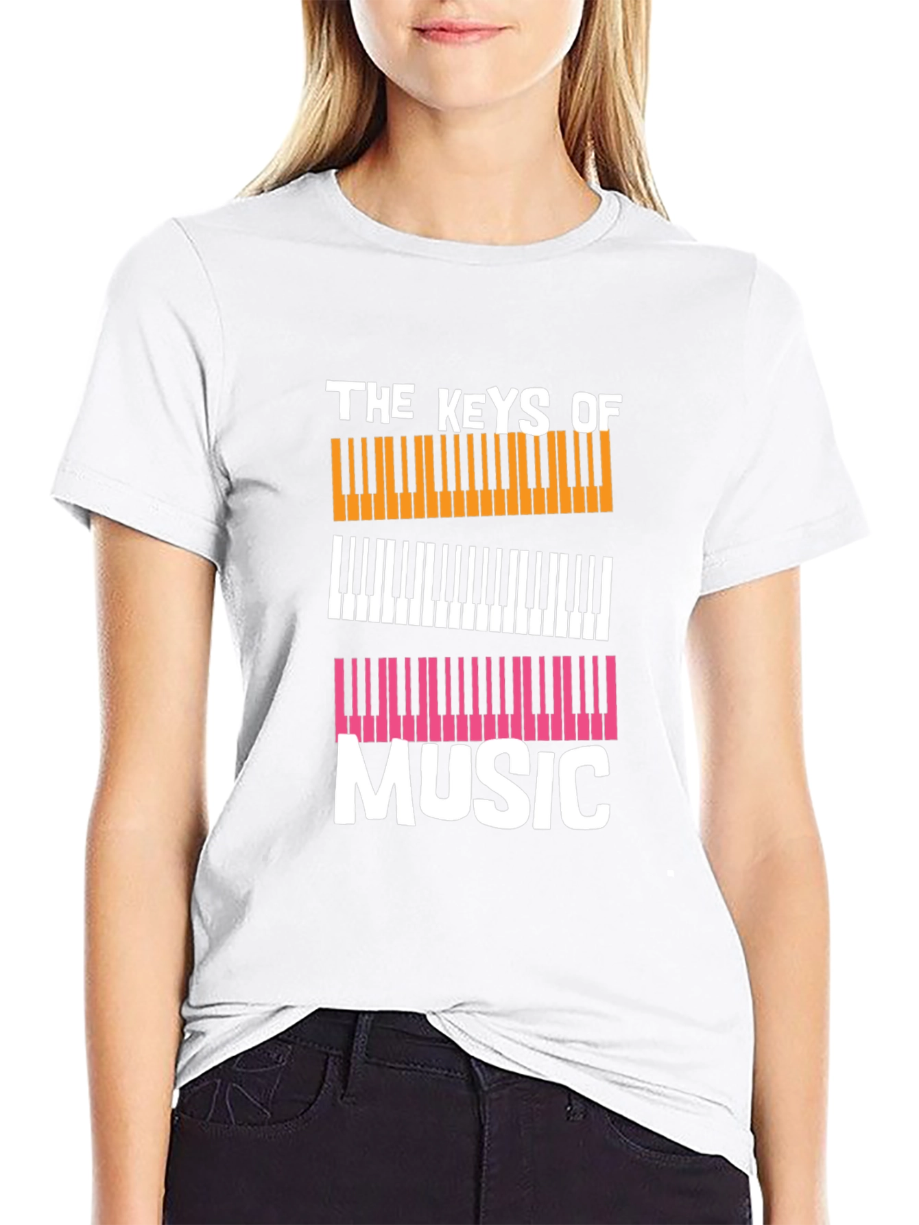 Keys of Music Graphic T-Shirt - Black